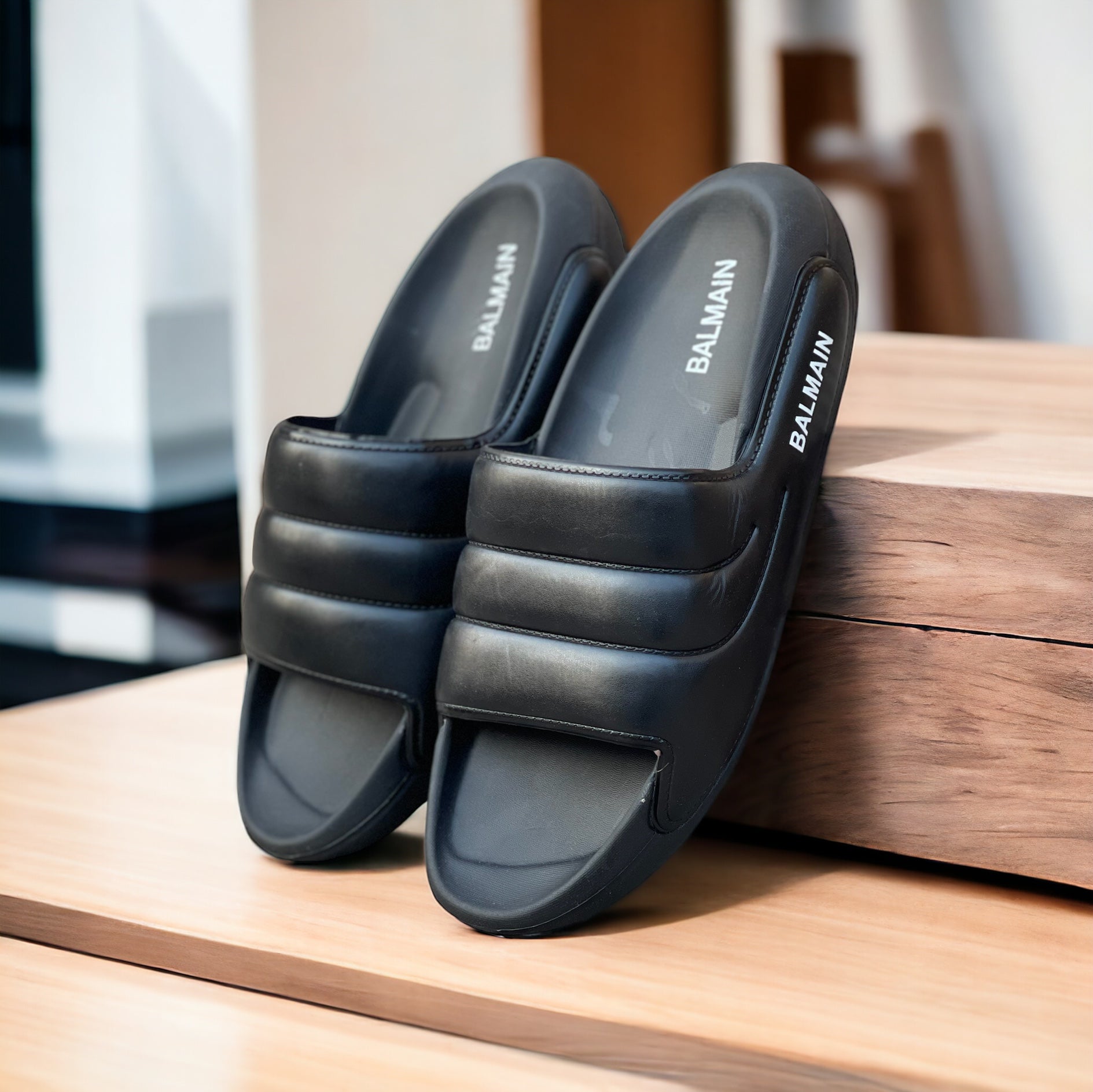 Original Full Black-Layers Balmain Slides SBS-106