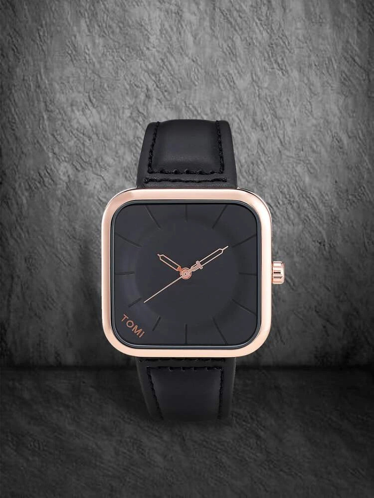 TOMI T-093 Men's Wrist Watch Square Dial | BLACK GOLD