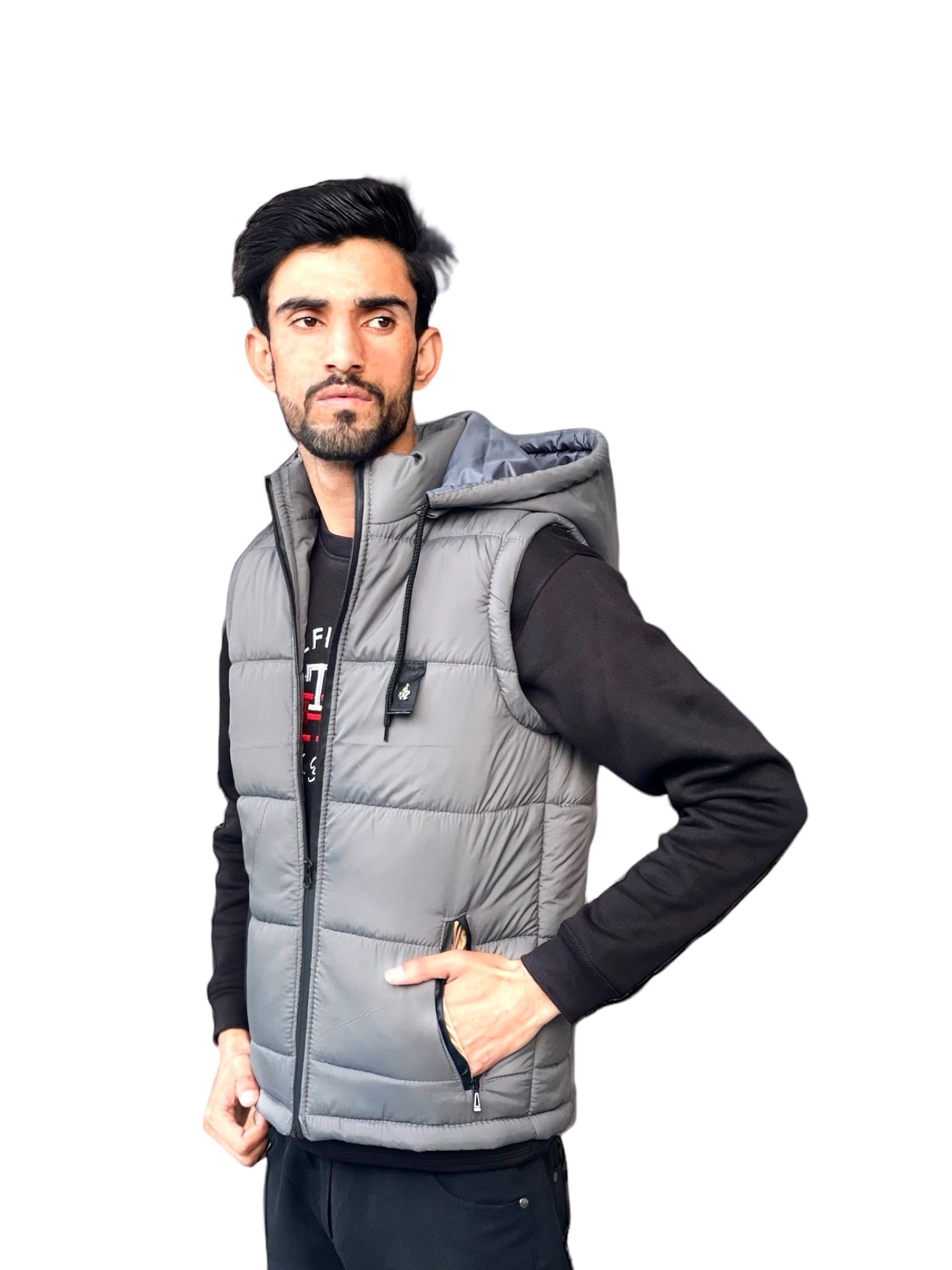 Sleeveless Puffer Jacket - Grey