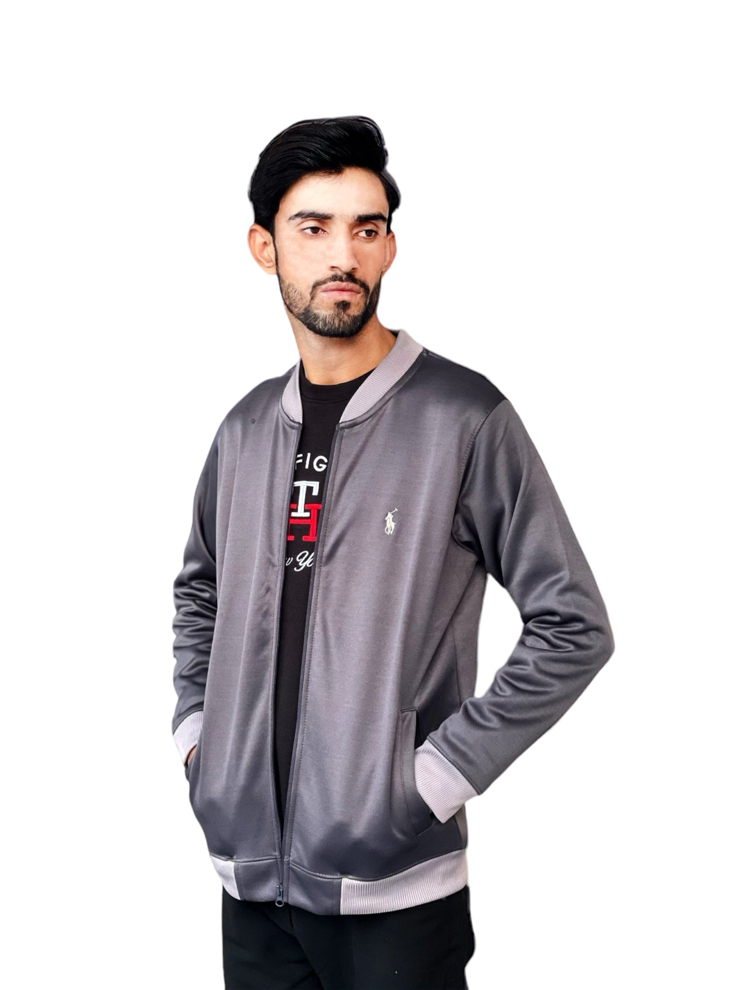 Sleeves Fleece Jacket - Grey