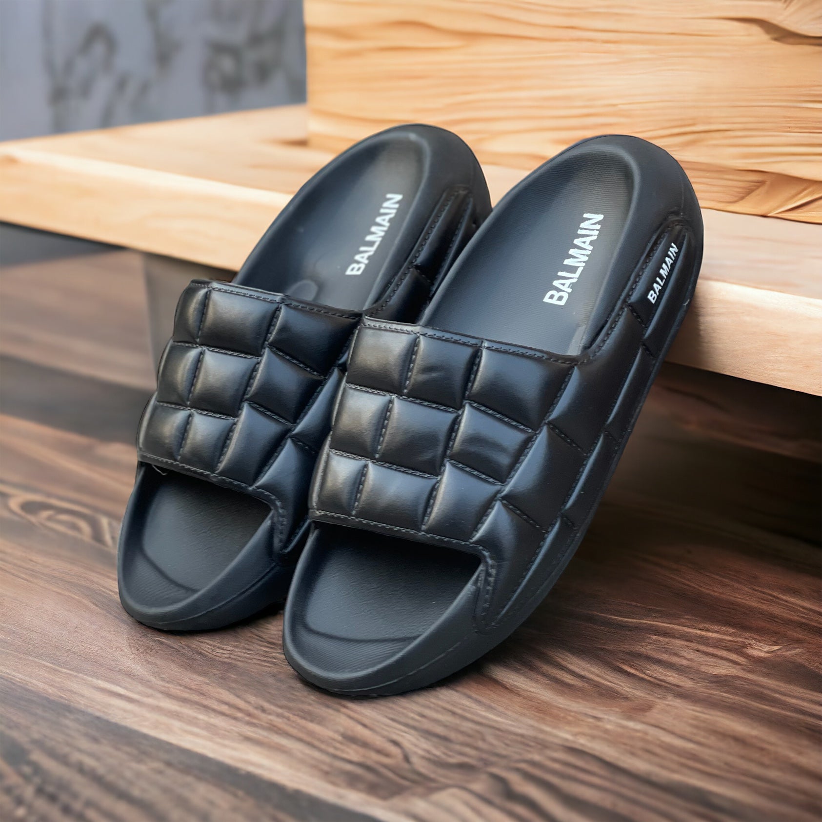 Original Full Black-Square Balmain Slides SBS-207