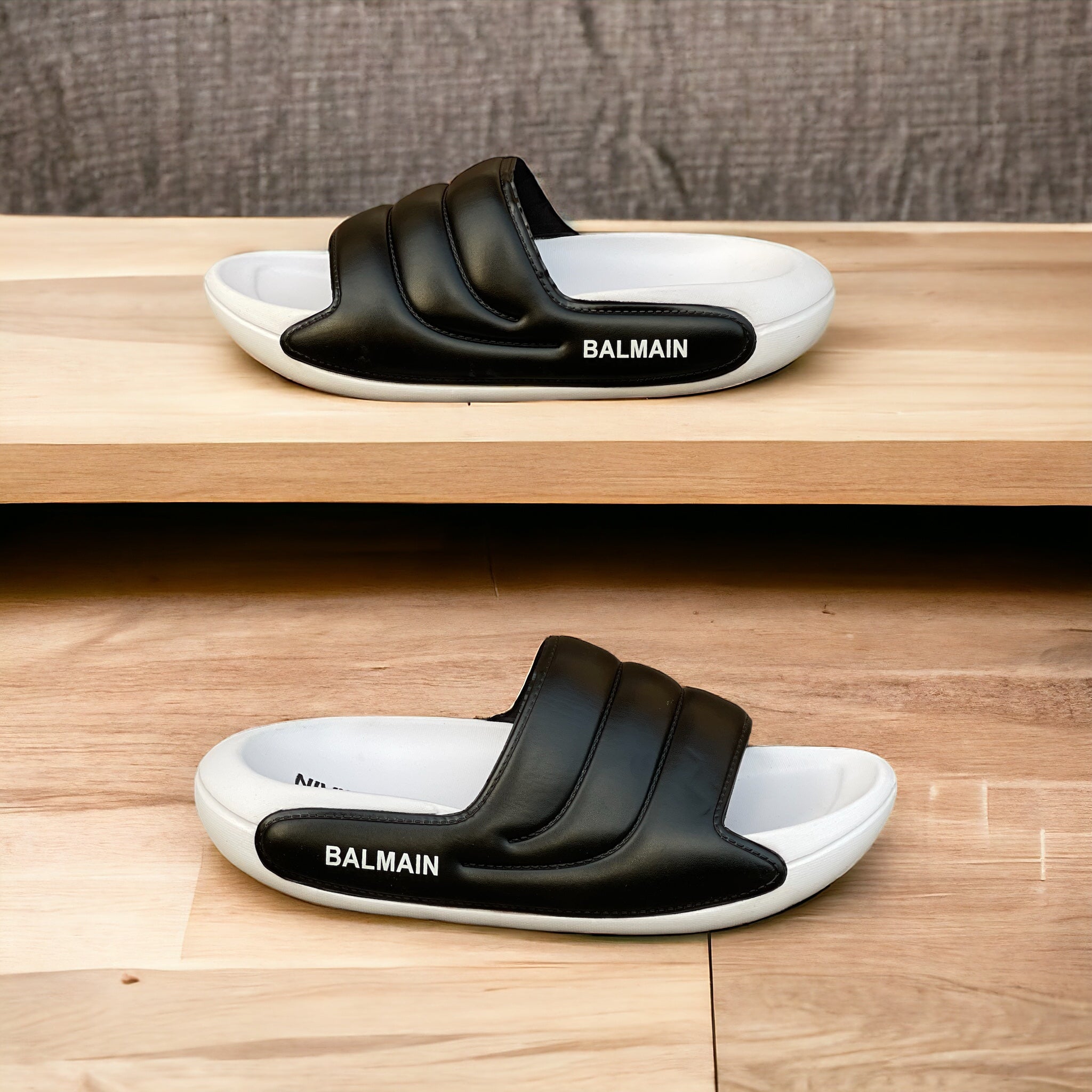 Original White Black-Layers Balmain Slides LSS-103