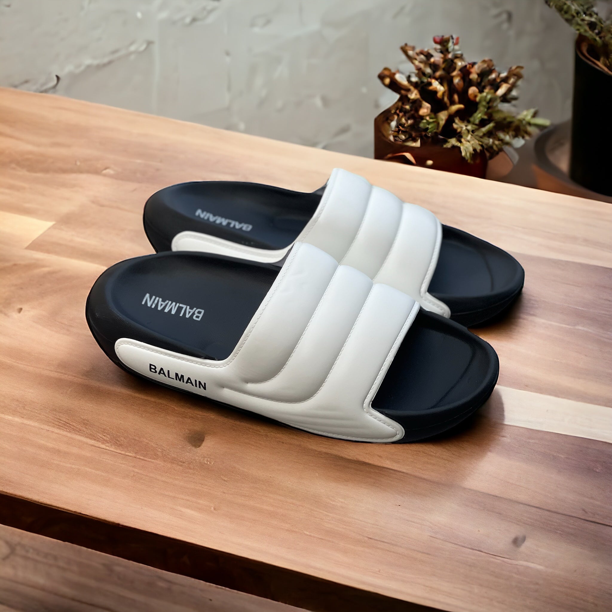 Original Black White-Layers Balmain Slides SBS-104