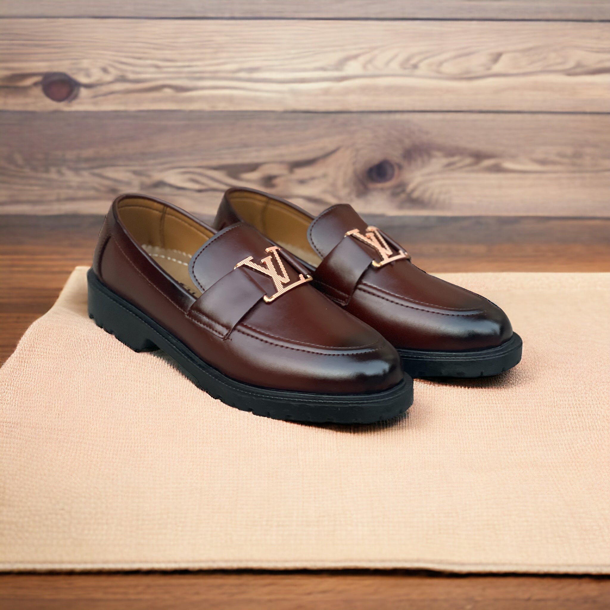 Brown LV Patent Loafers LV-2300