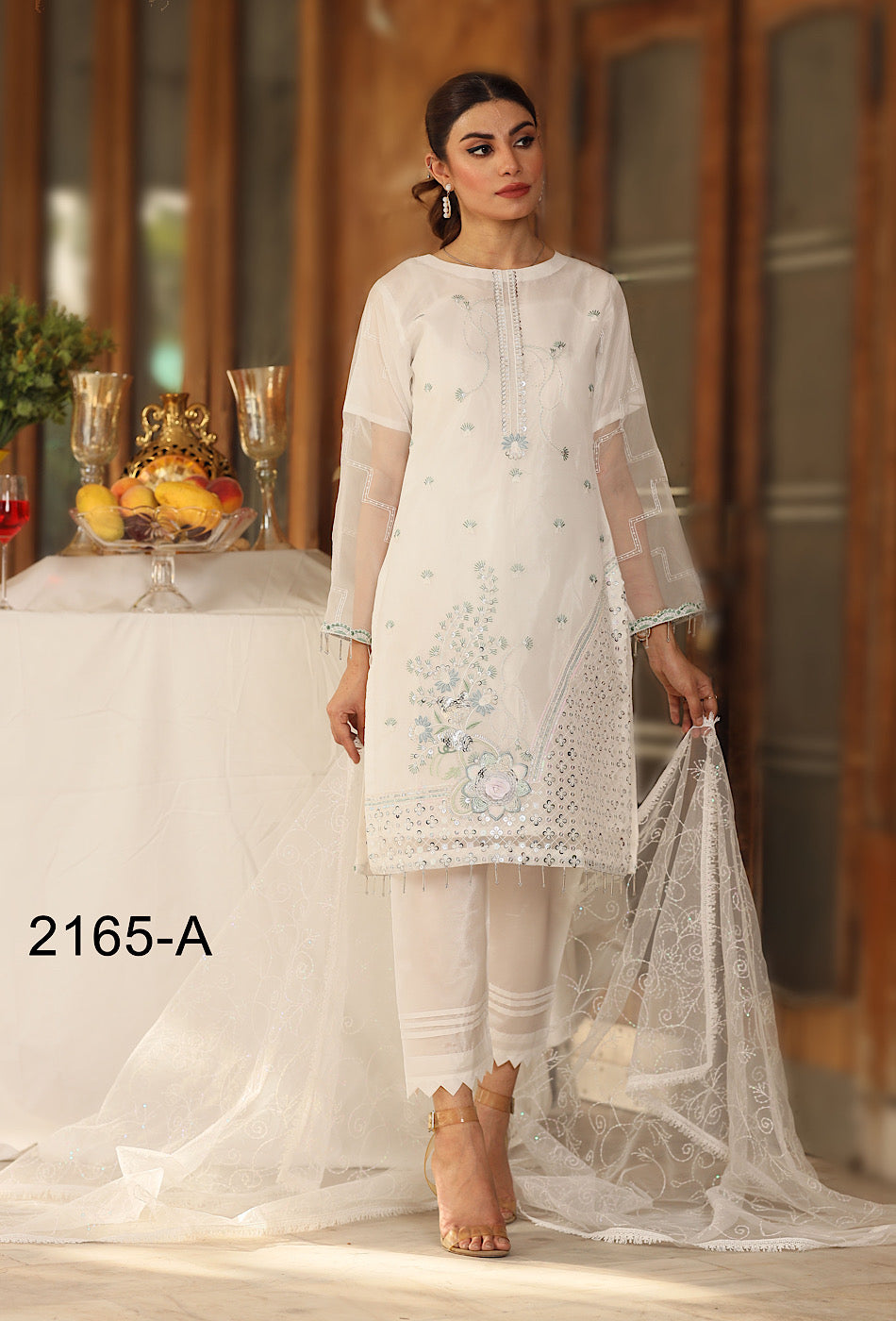 Pearl White Style Saga Unstitched Suit 2165