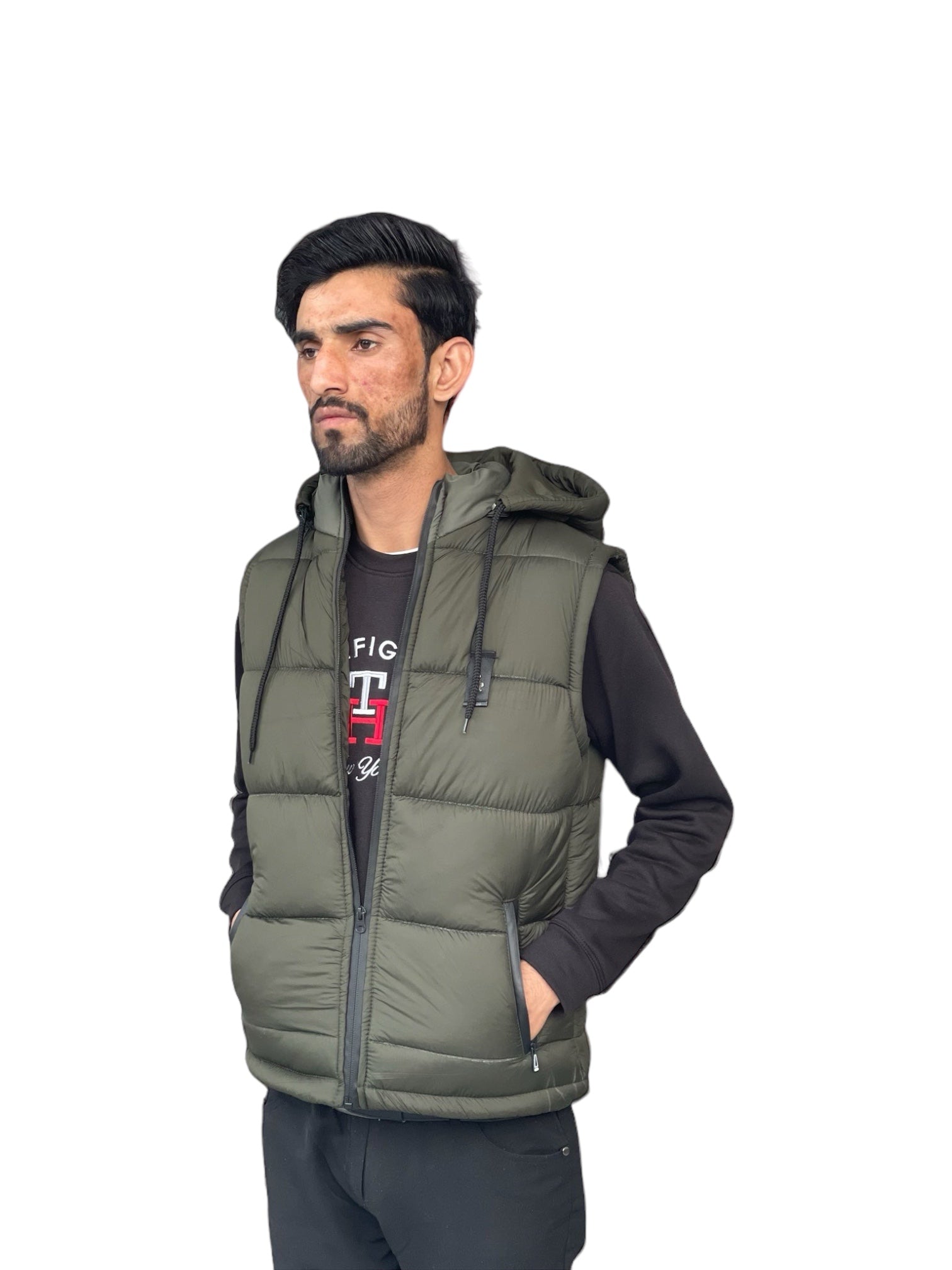 Sleeves Fleece Jacket - Olive Green