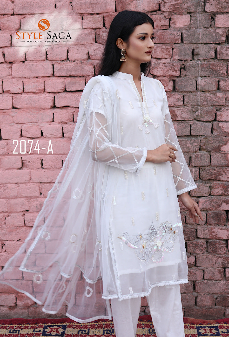 Pure White Style Saga Unstitched Suit