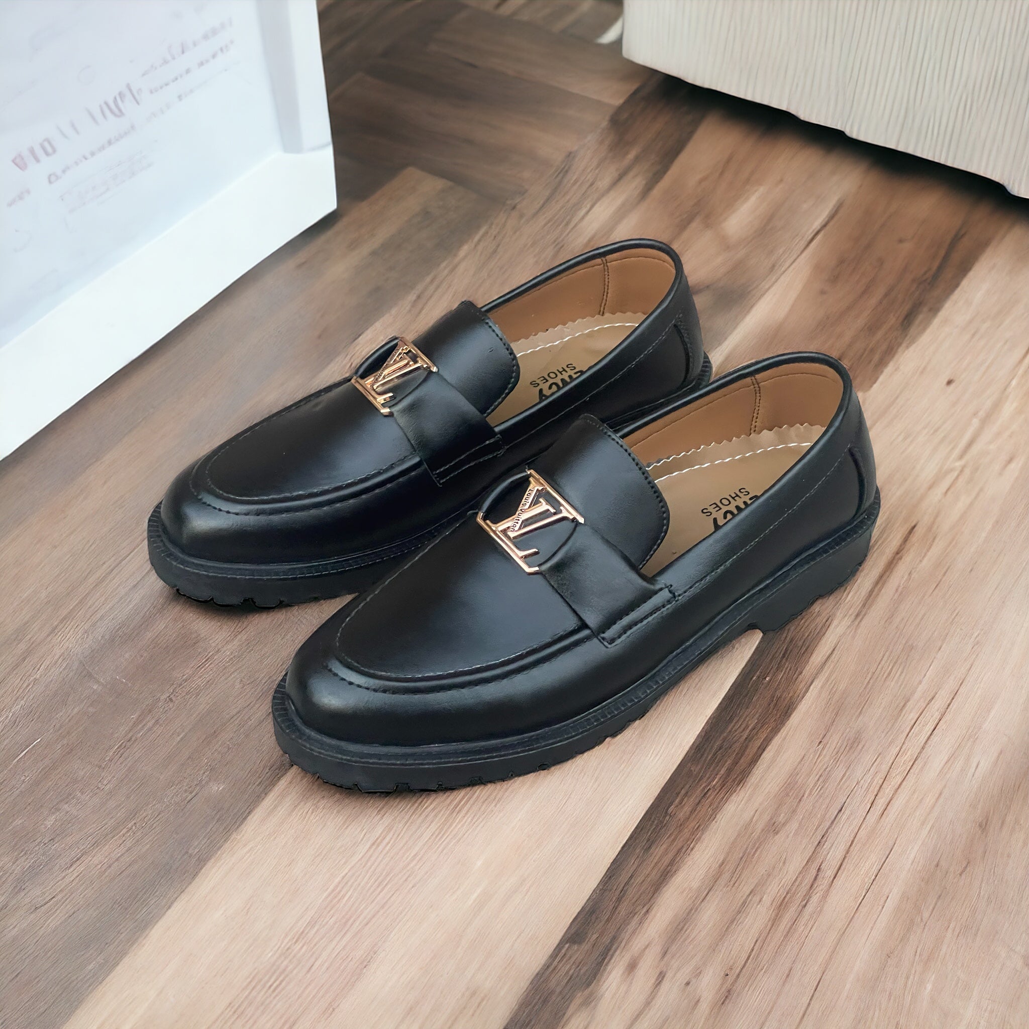 Black LV Patent Loafers LV-2400