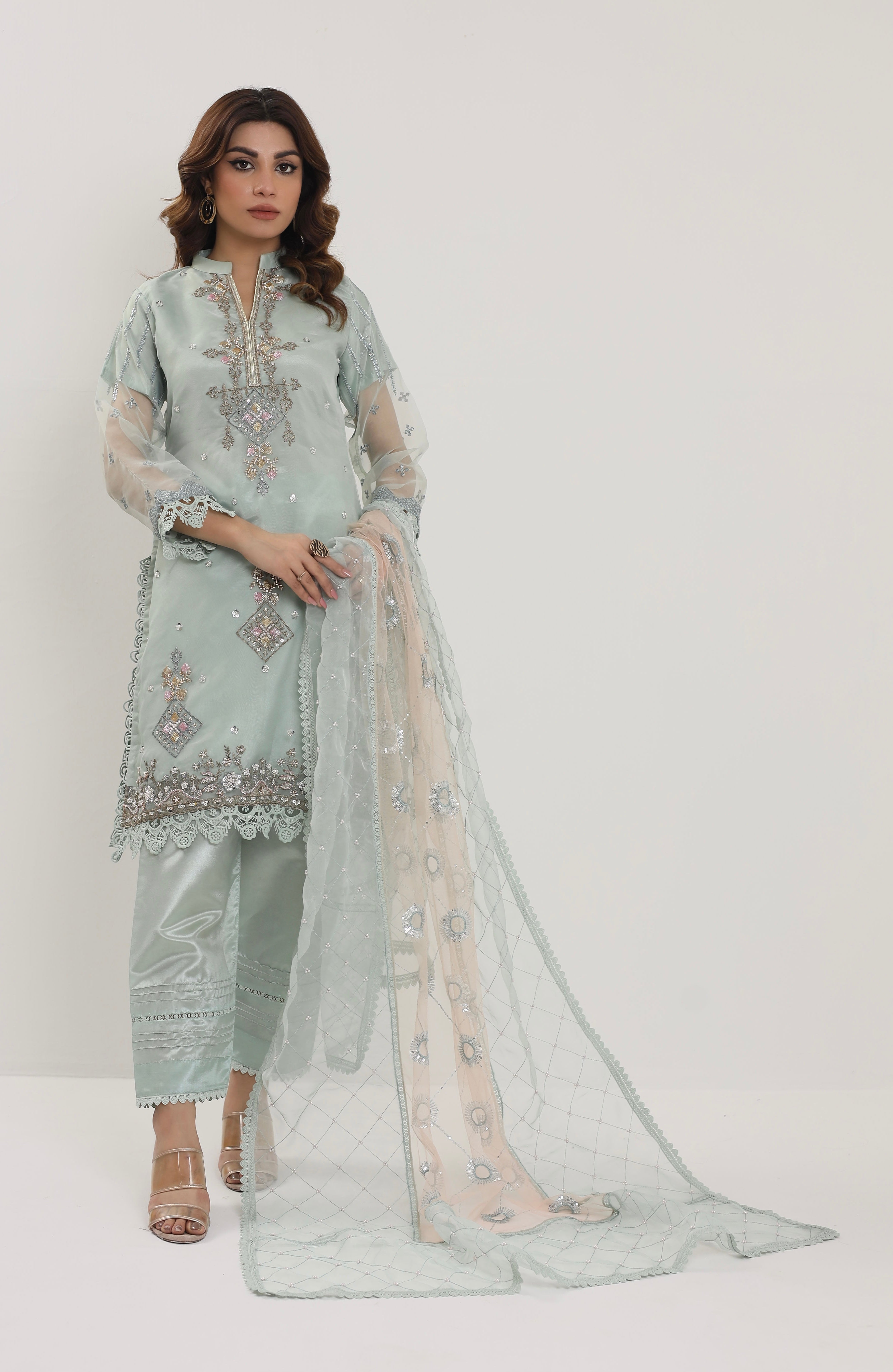 Sea Green Style Saga Unstitched Suit