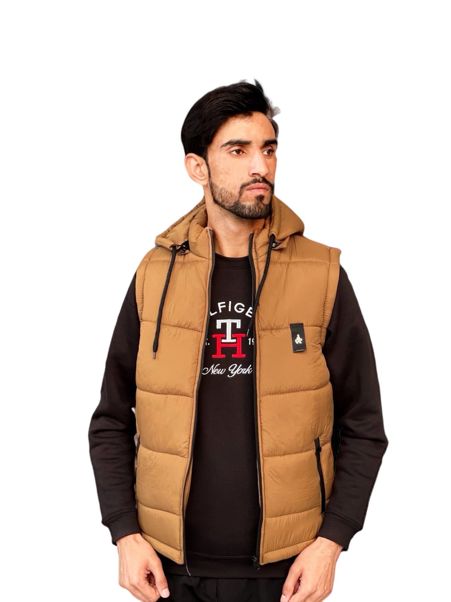 Sleeveless Puffer Jacket - Camel