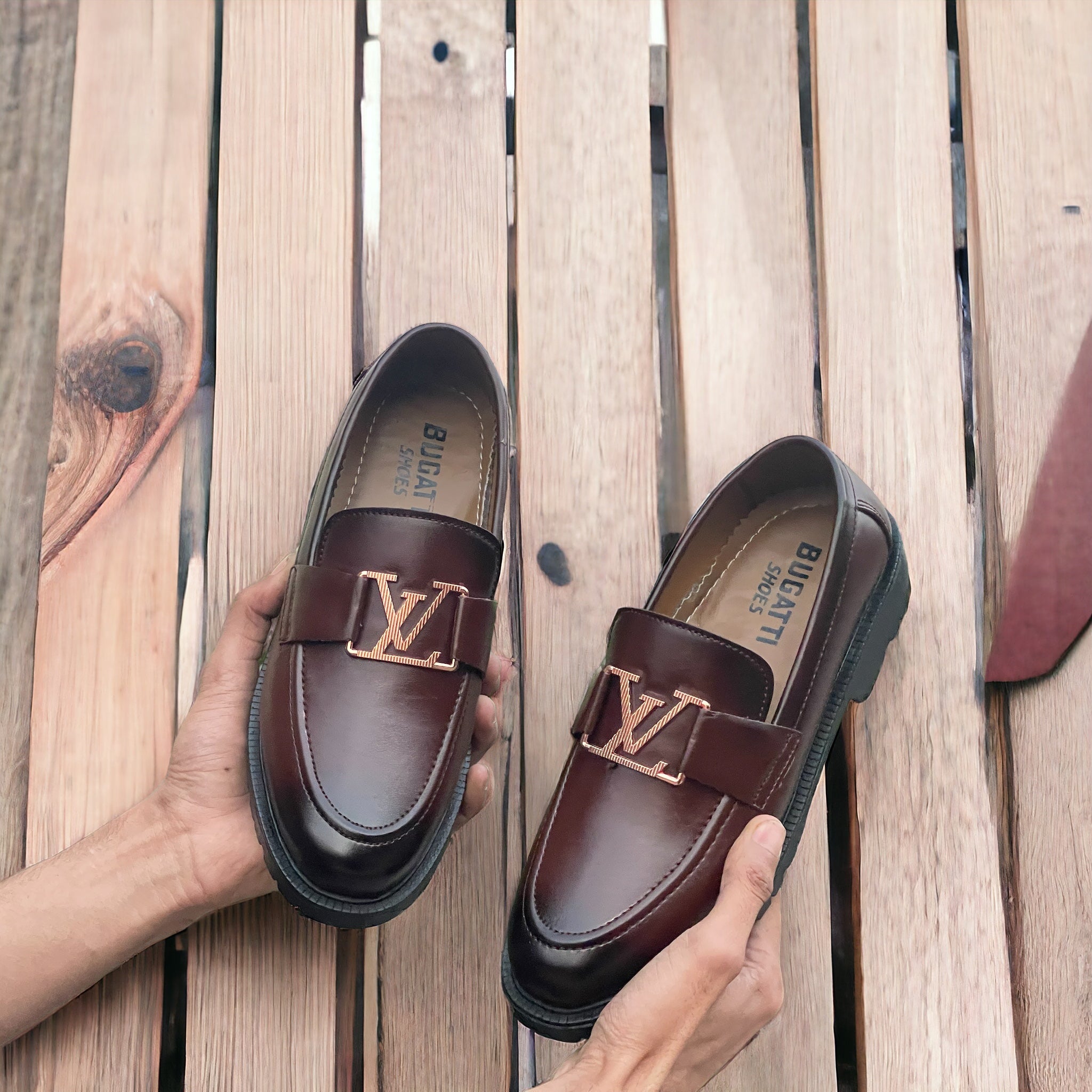 Brown LV Patent Loafers LV-2300