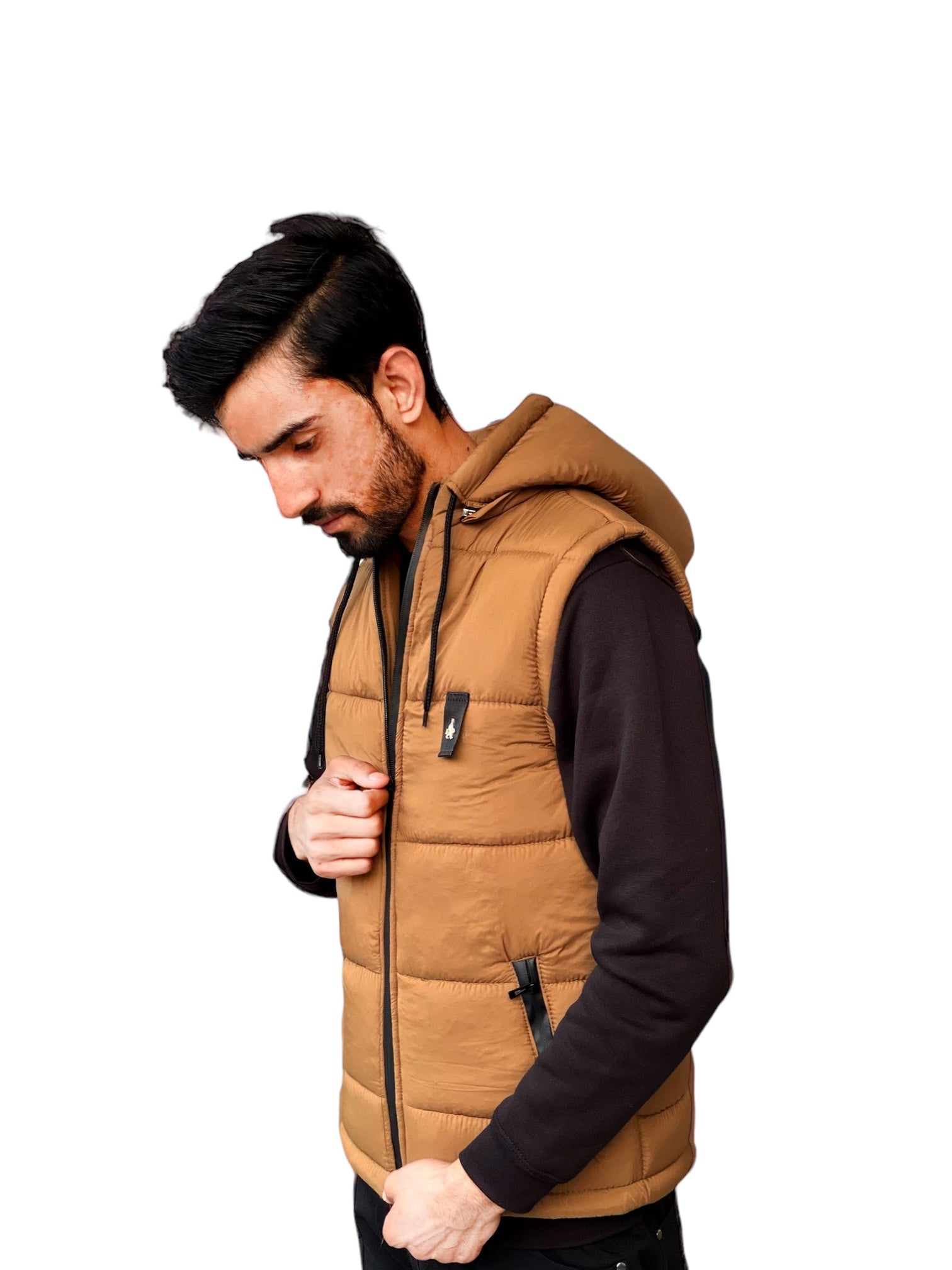 Sleeveless Puffer Jacket - Camel