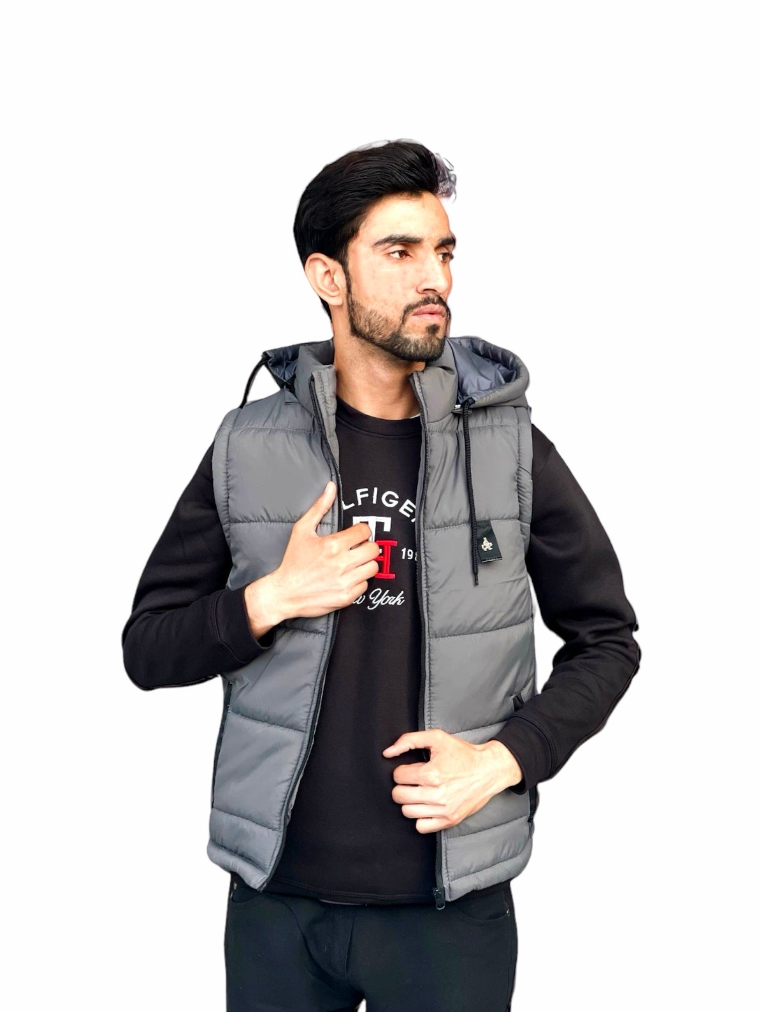 Sleeveless Puffer Jacket - Grey