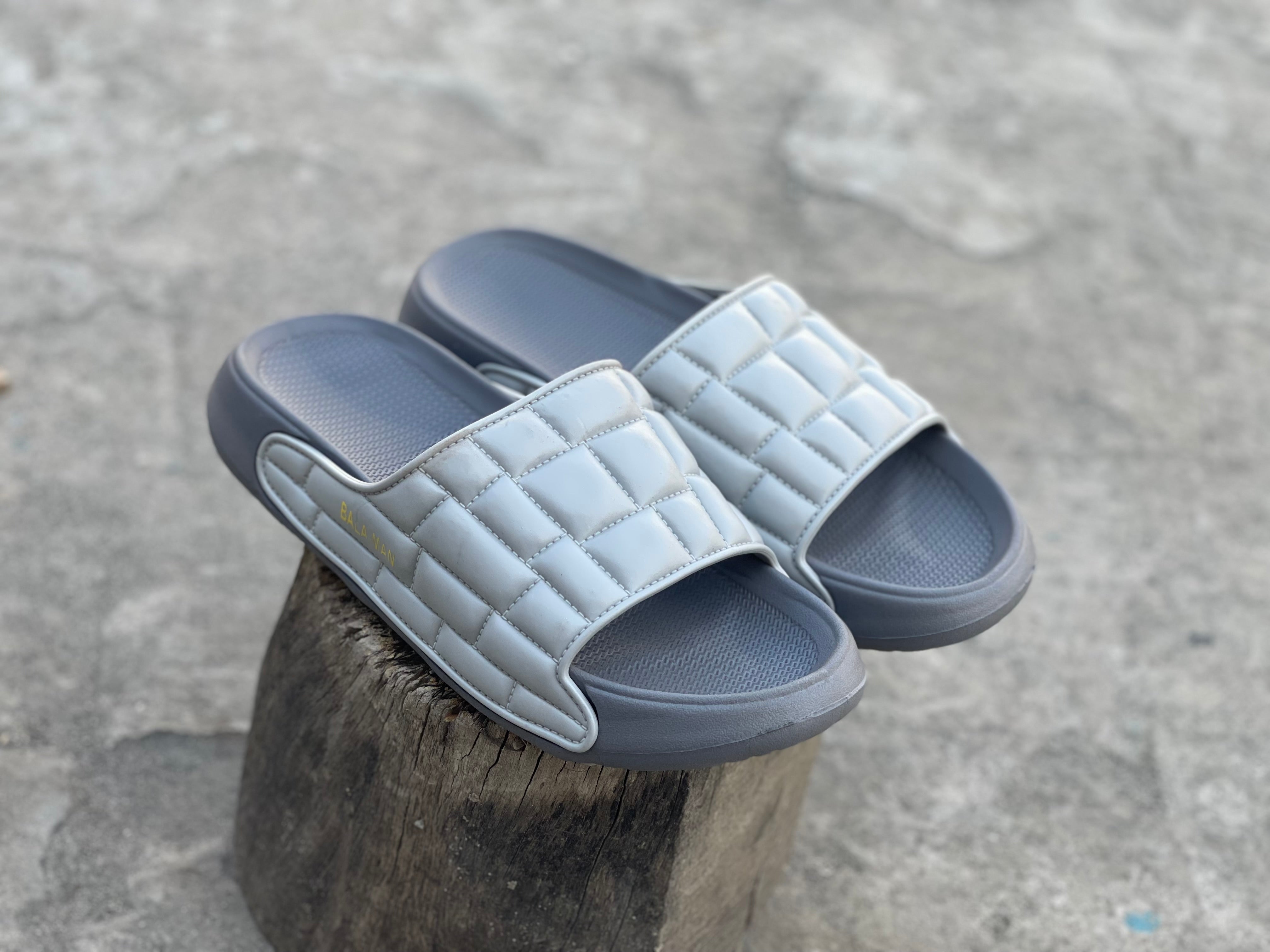 Balmain Grey Elite Slides BES-1133