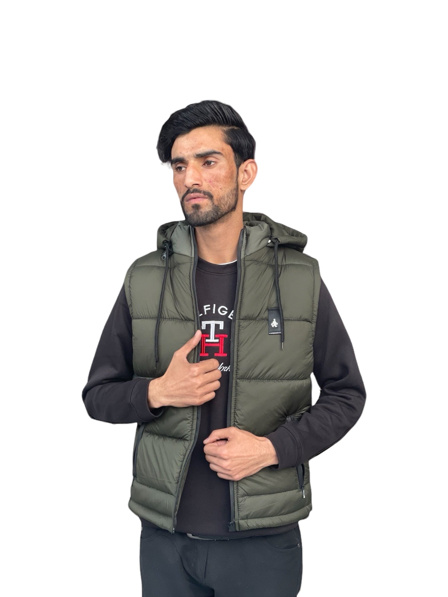 Sleeves Fleece Jacket - Olive Green