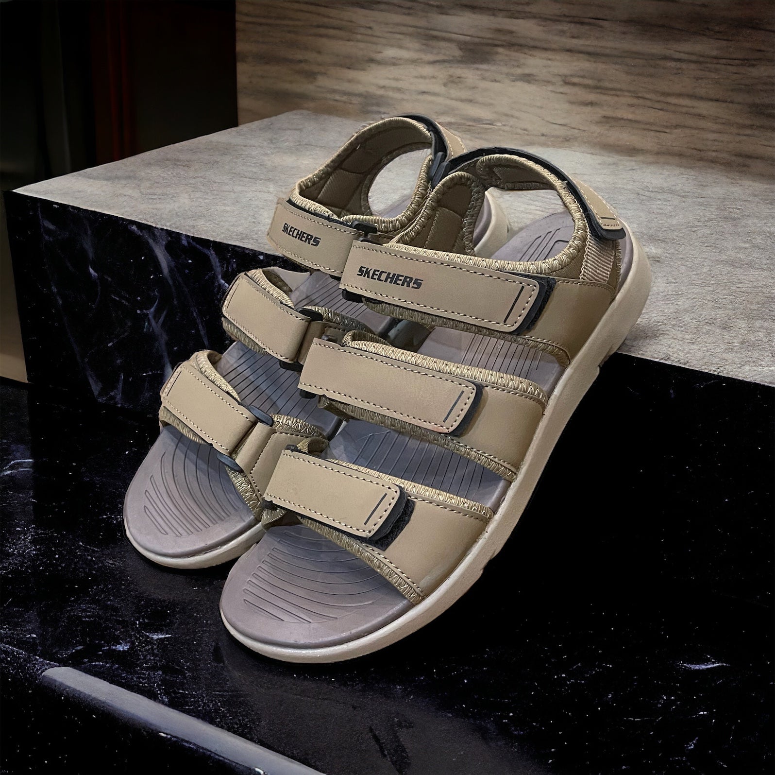 skhr Beige Tie Up Three Strap Sandals TSS-1024