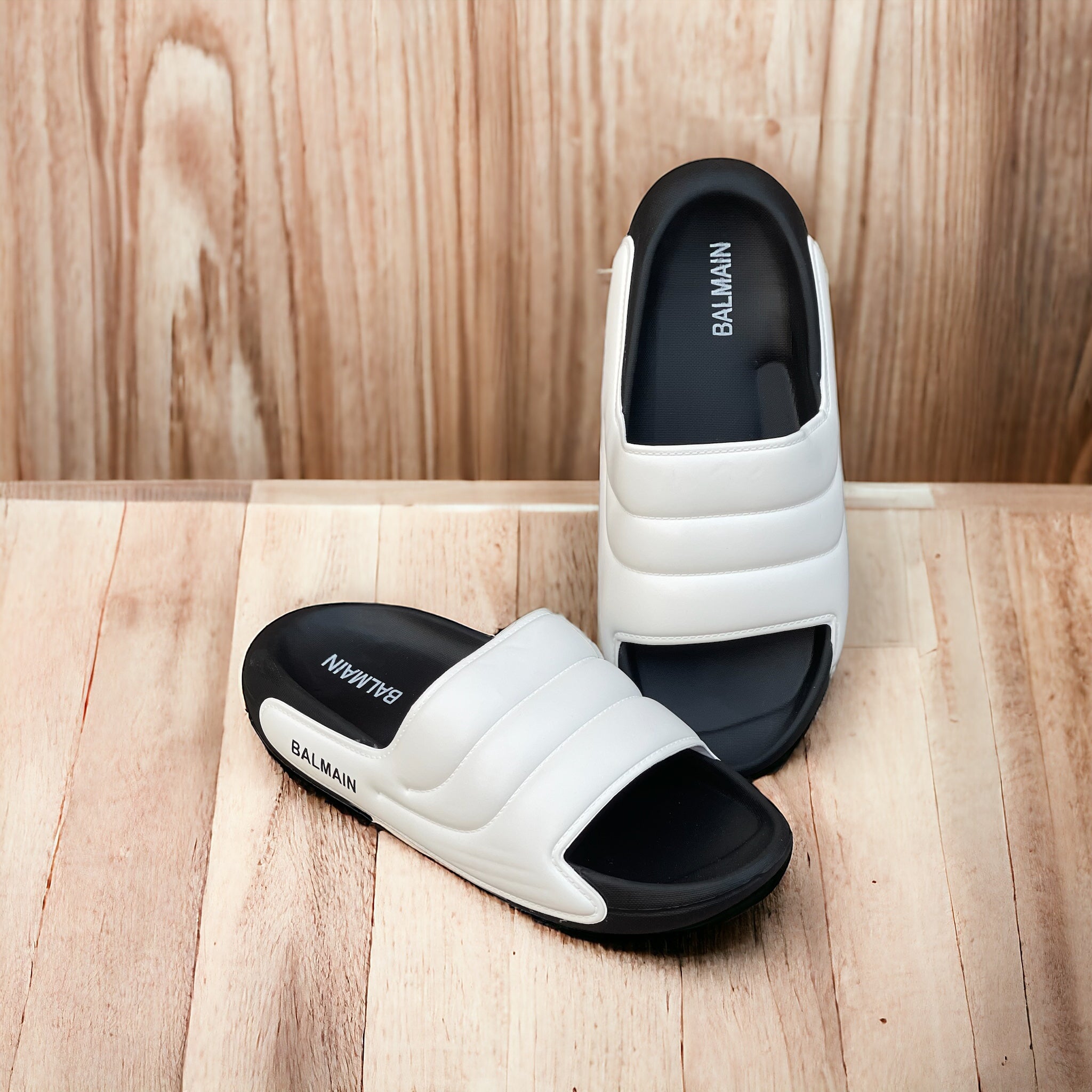 Original Black White-Layers Balmain Slides SBS-104