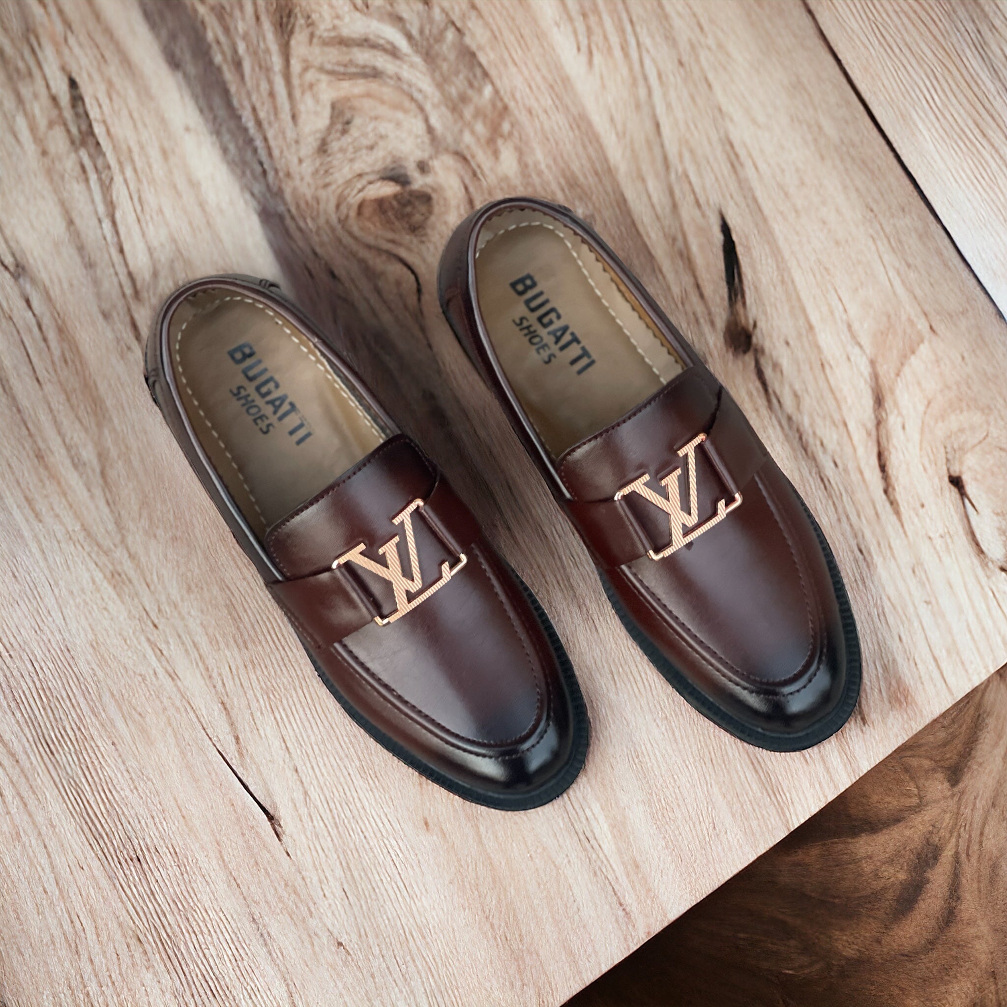 Brown LV Patent Loafers LV-2300