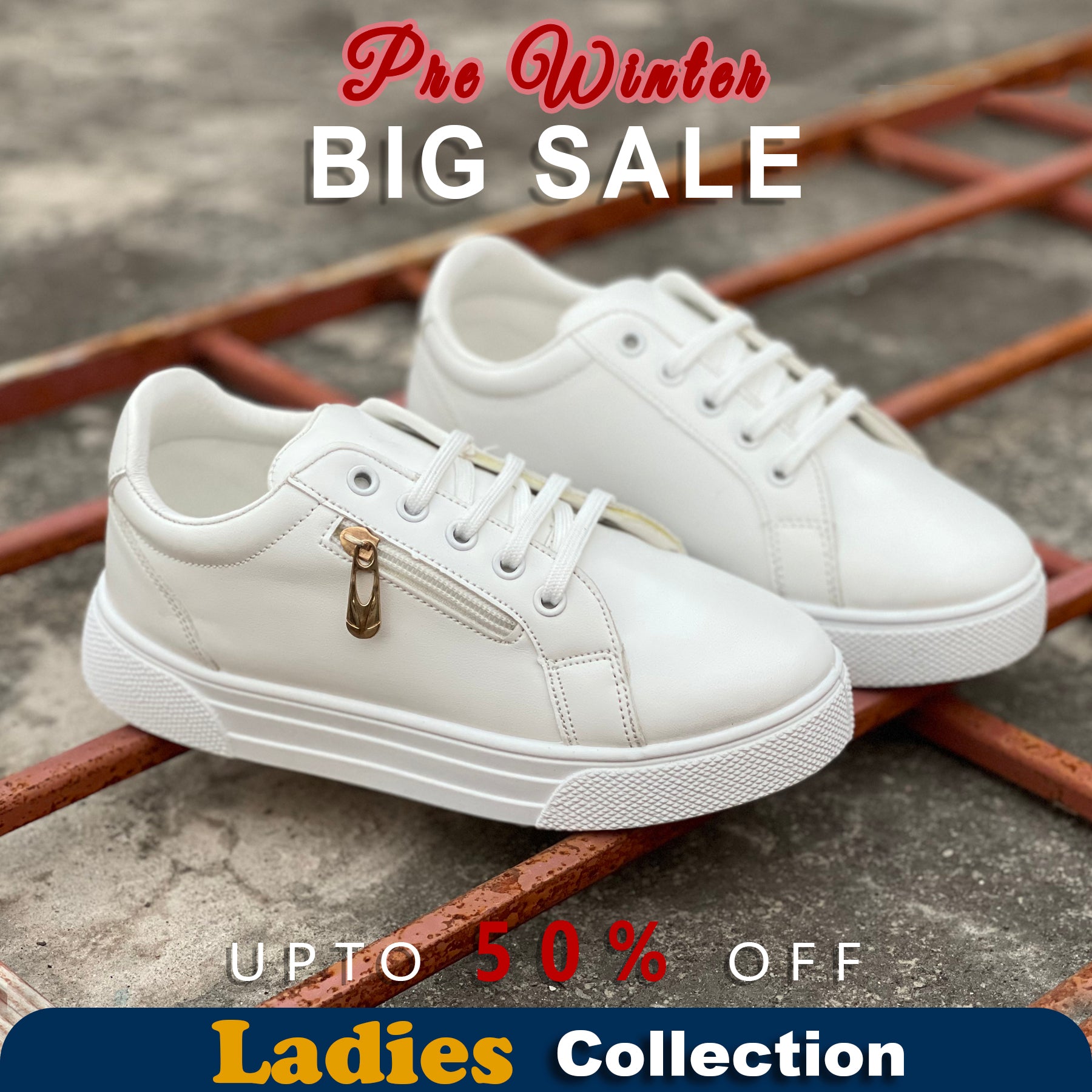 White - Zip Up - Ladies Sneakers - LDZ-200