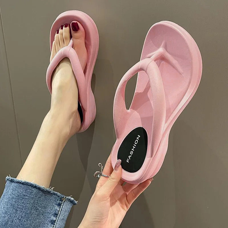 Fashion Pink Heel Ladies Slippers