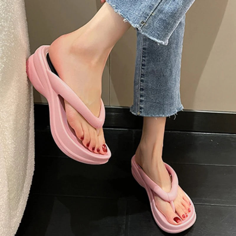 Fashion Pink Heel Ladies Slippers