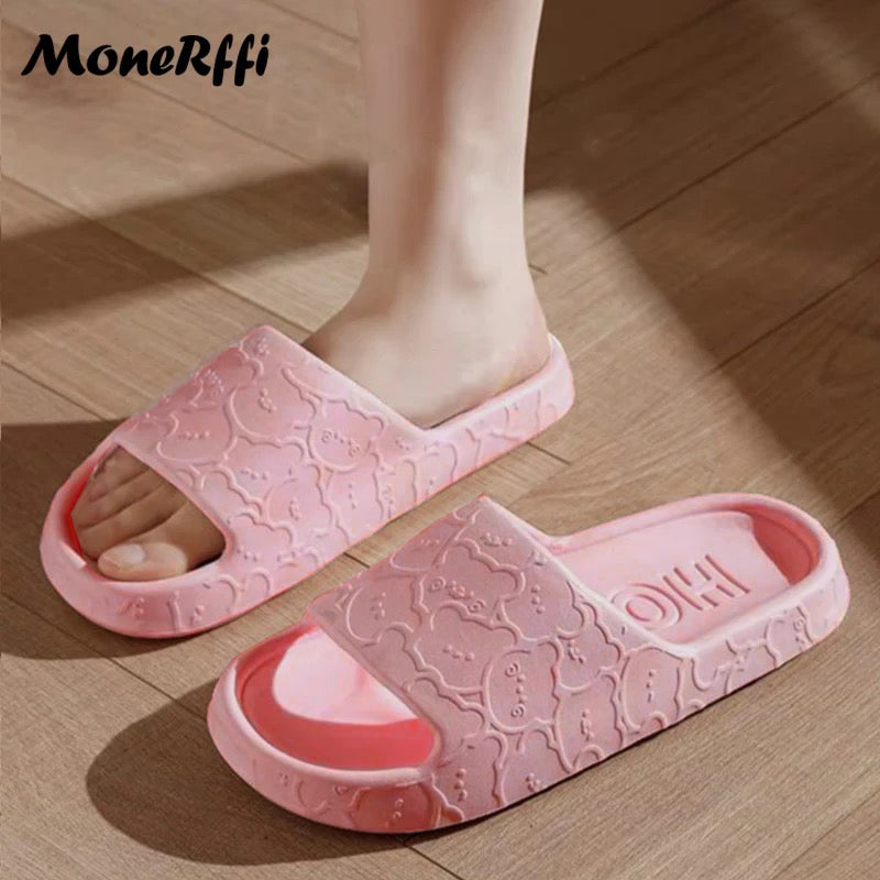 Pink Color Bear Slippers Ladies