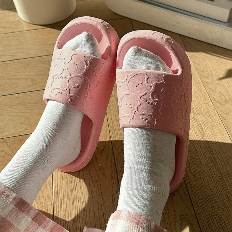 Pink Color Bear Slippers Ladies