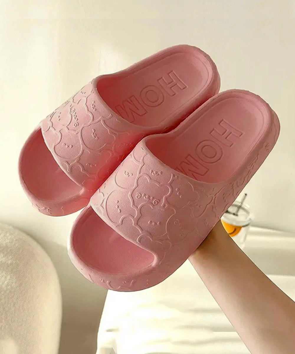 Pink Color Bear Slippers Ladies