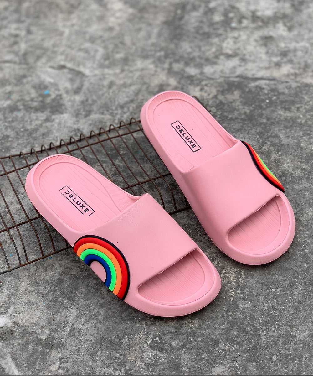 Ladies Pink Rainbow Slipper LDS-303