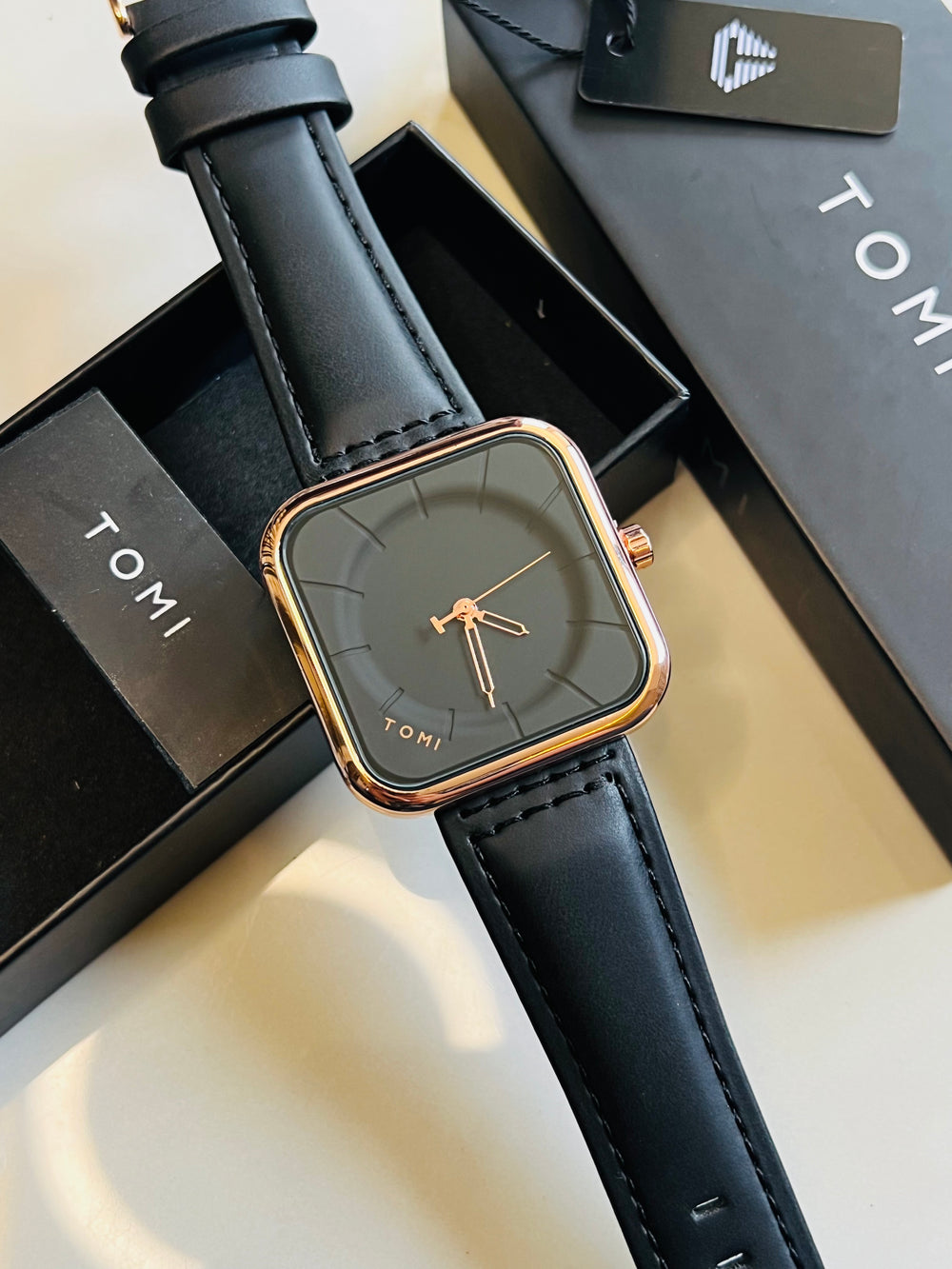 TOMI T-093 Men's Wrist Watch Square Dial | BLACK GOLD