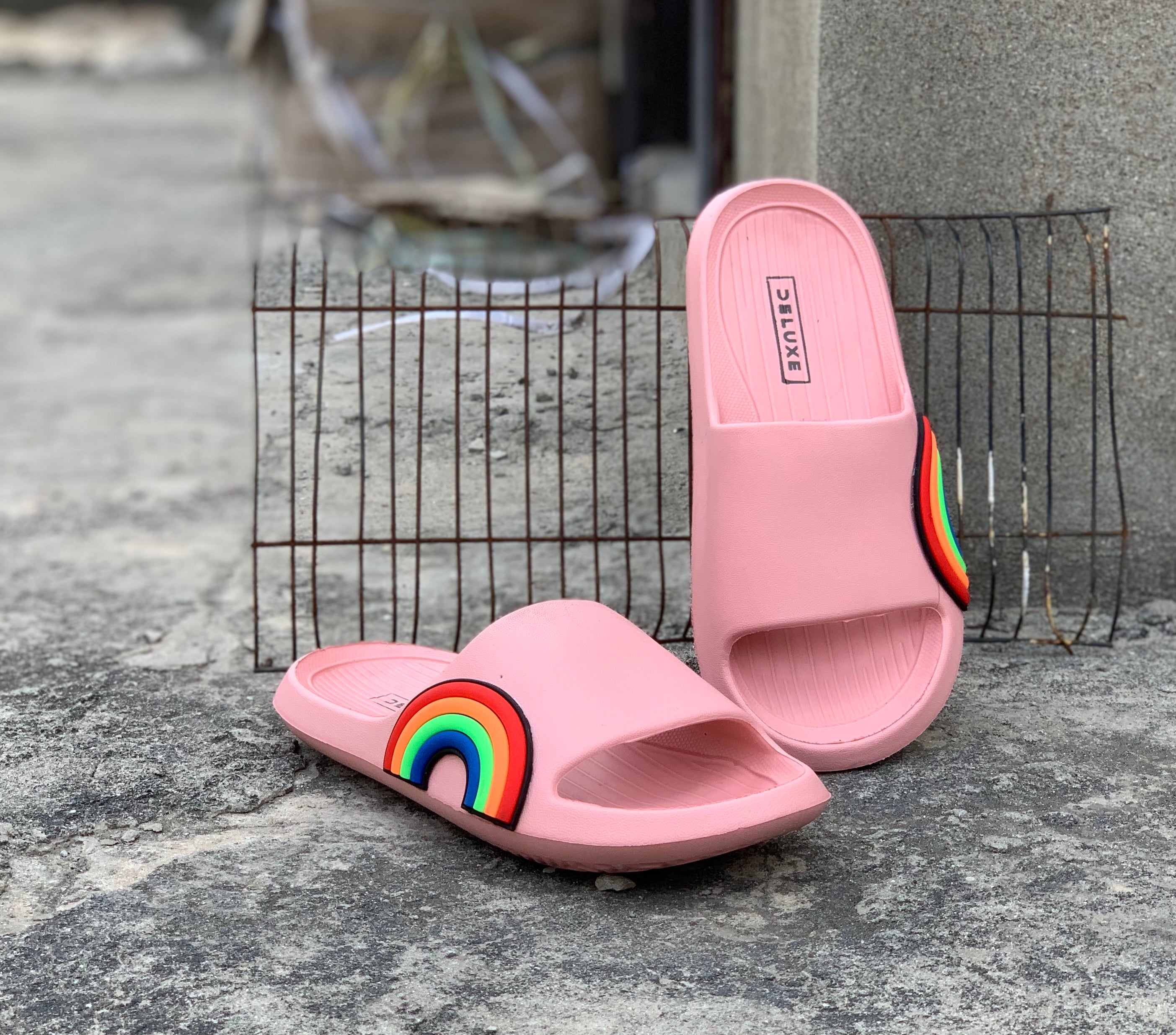 Ladies Pink Rainbow Slipper LDS-303