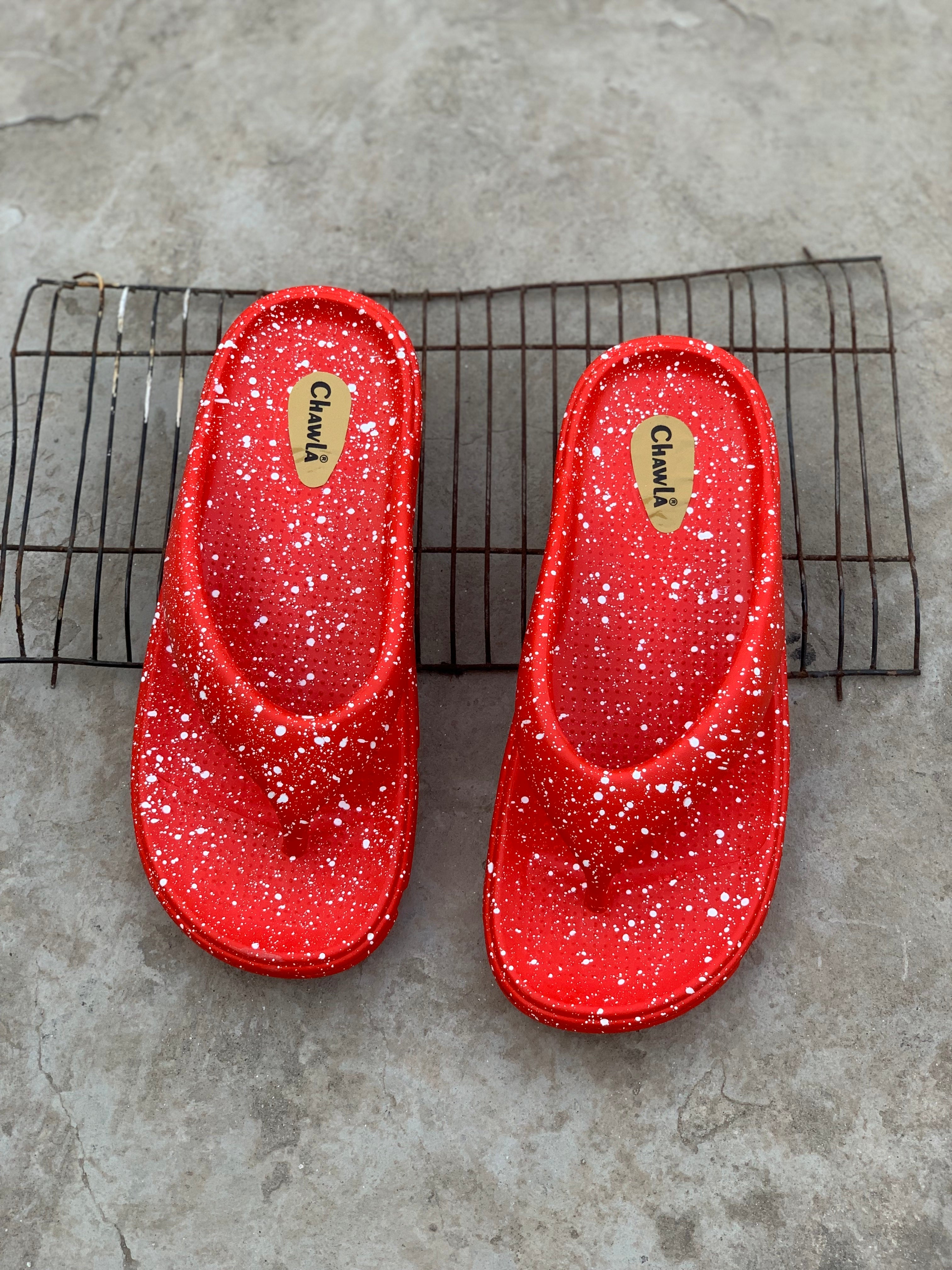 Ladies Red Spray  Slippers LDS-608