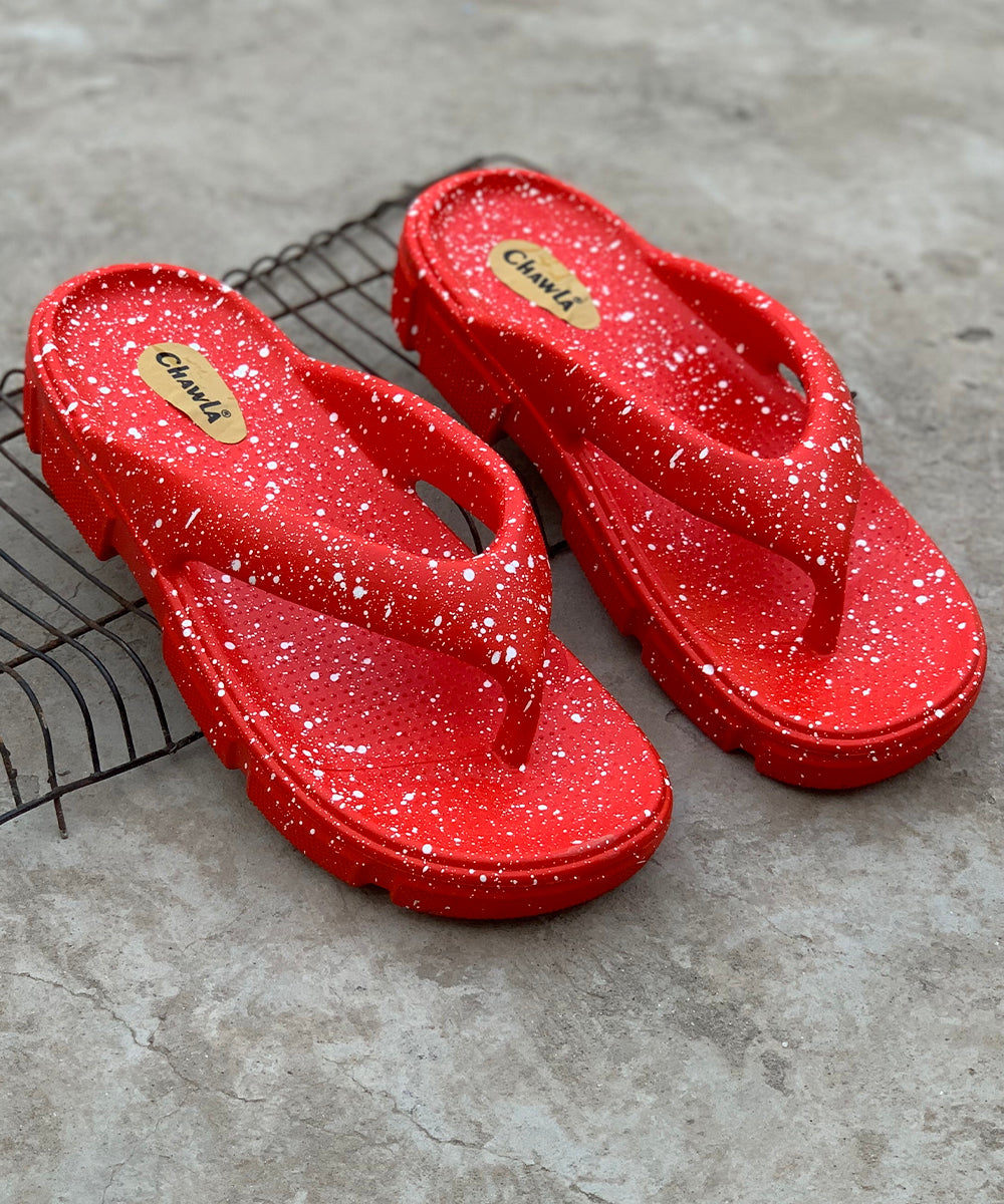 Ladies Red Spray  Slippers LDS-608