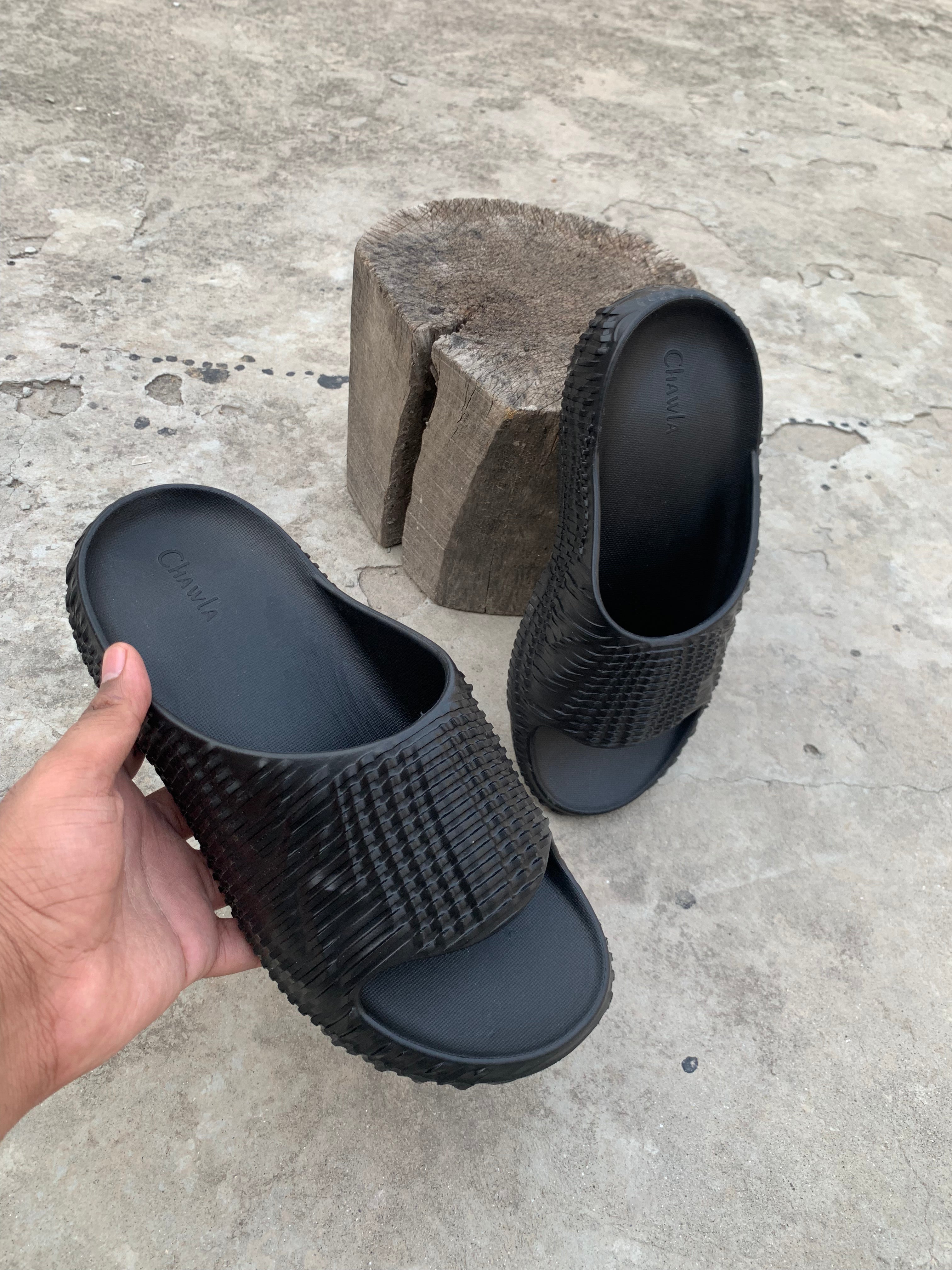 Medicated New Zig Zag Black Slippers ZS-118