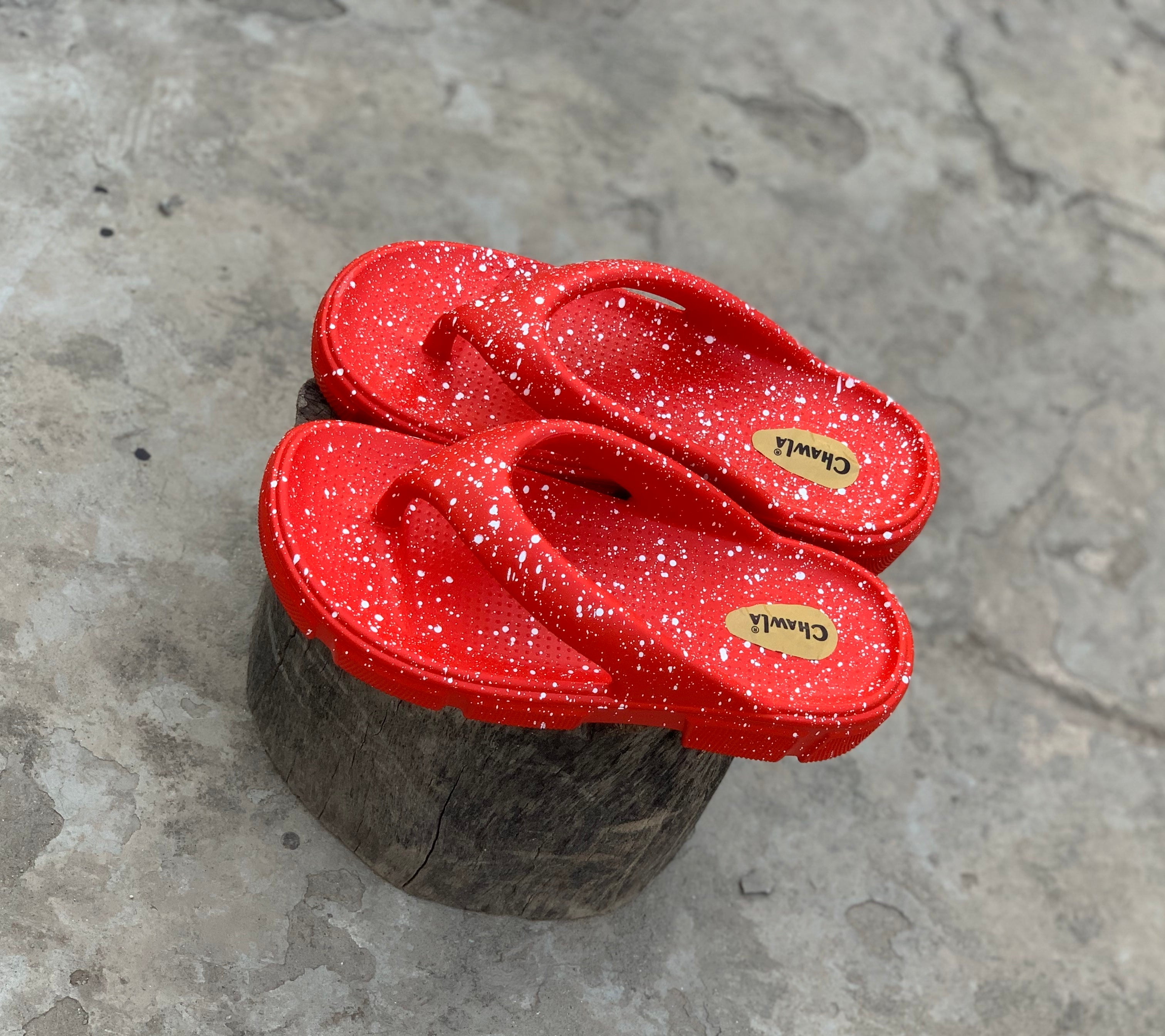 Ladies Red Spray  Slippers LDS-608