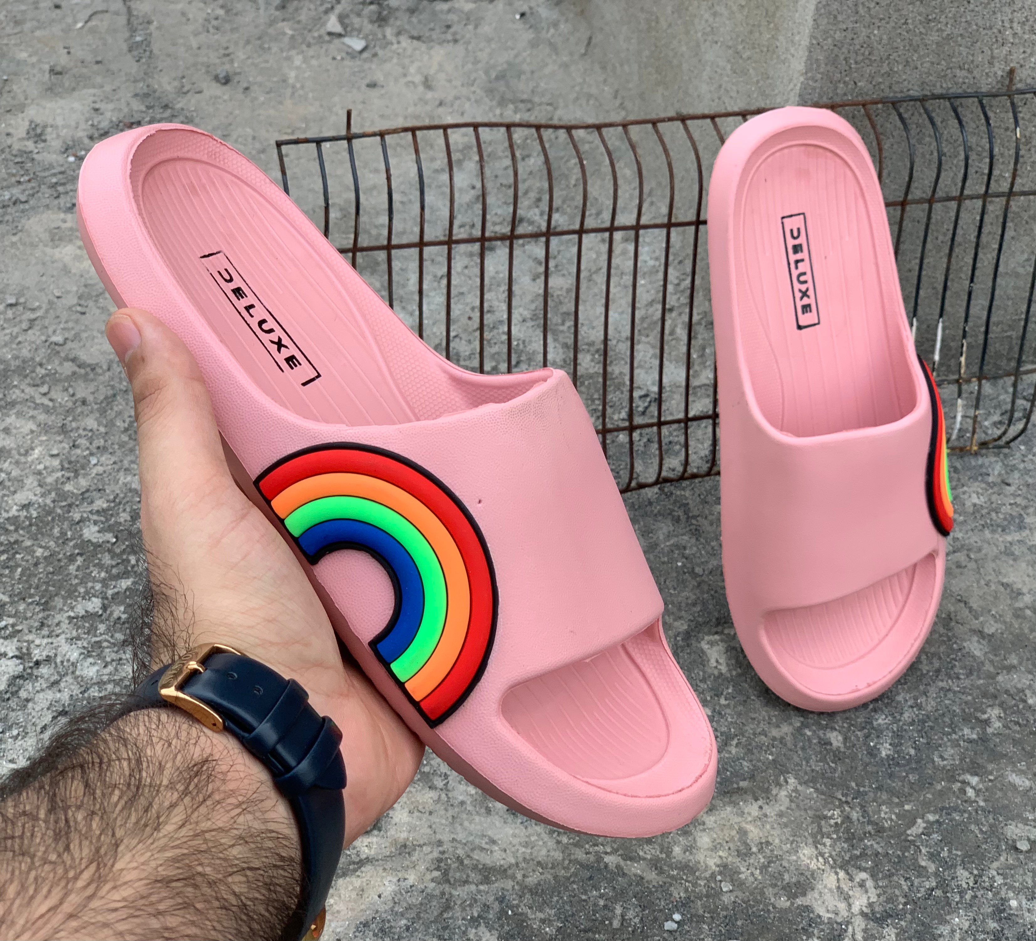 Ladies Pink Rainbow Slipper LDS-303