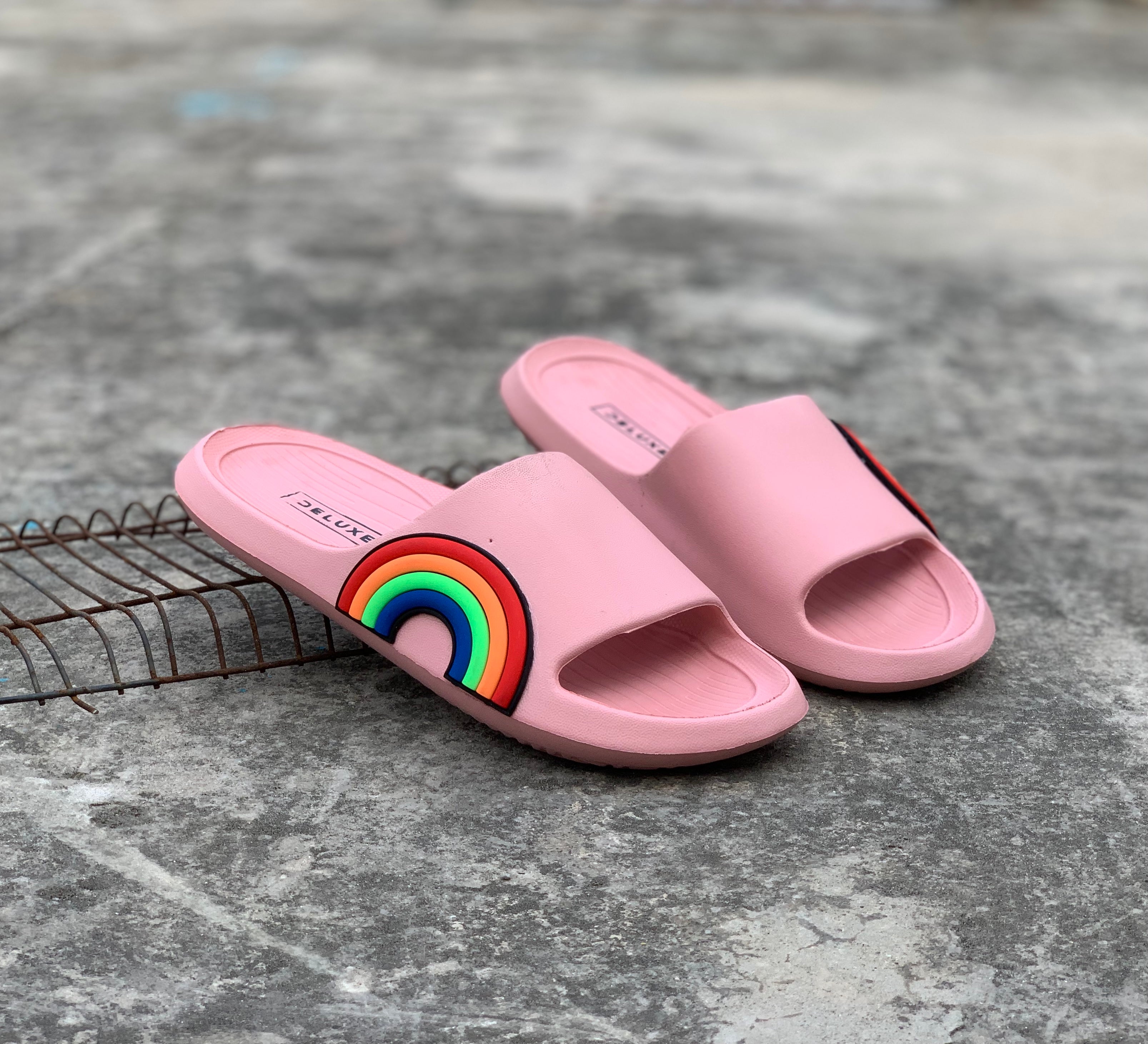 Ladies Pink Rainbow Slipper LDS-303