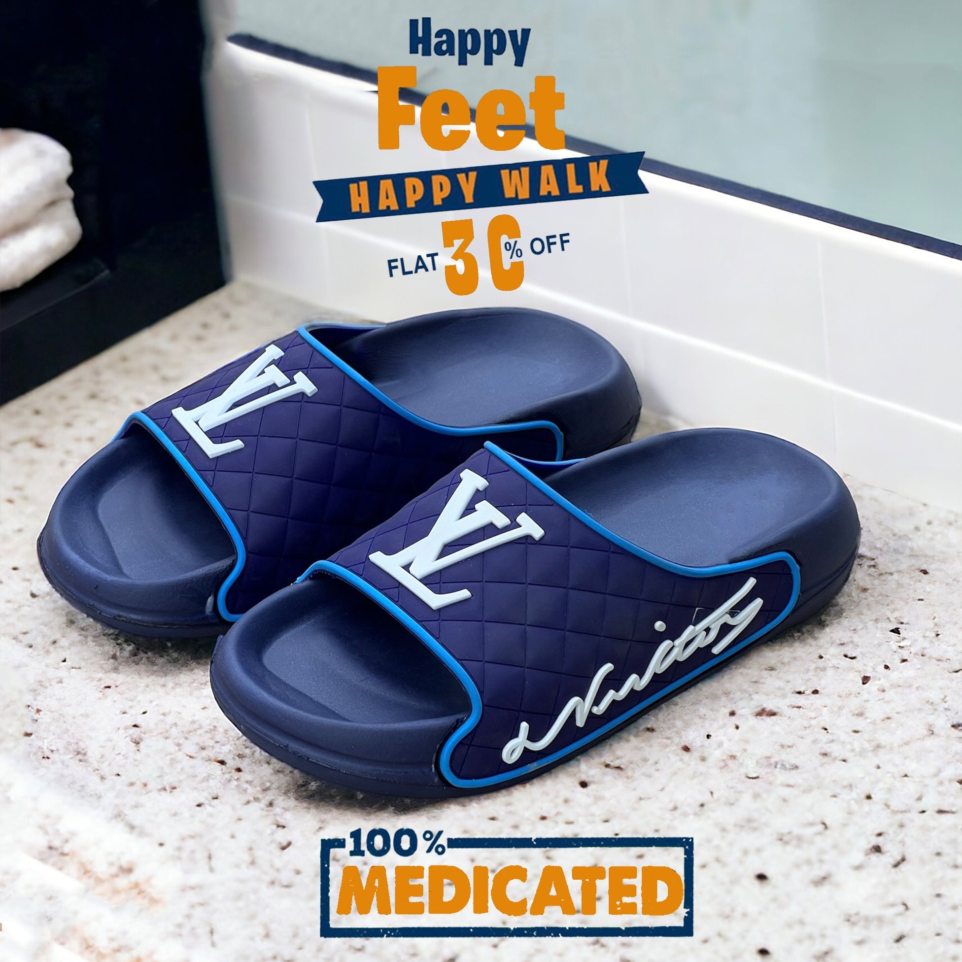 Medicated Blue L-V Soft Sole Slides LSS-3301