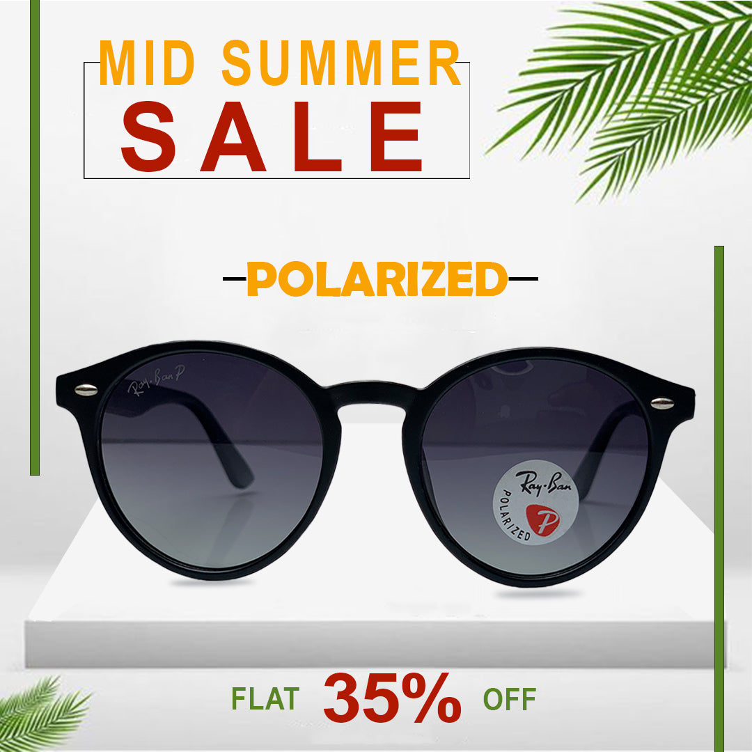 Polarized  High Quality Black - Round - Glasses  ( B-200 )