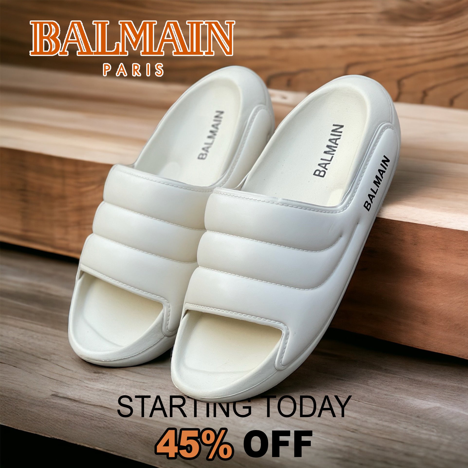 Original Full White-Layers Balmain Slides SBS-105