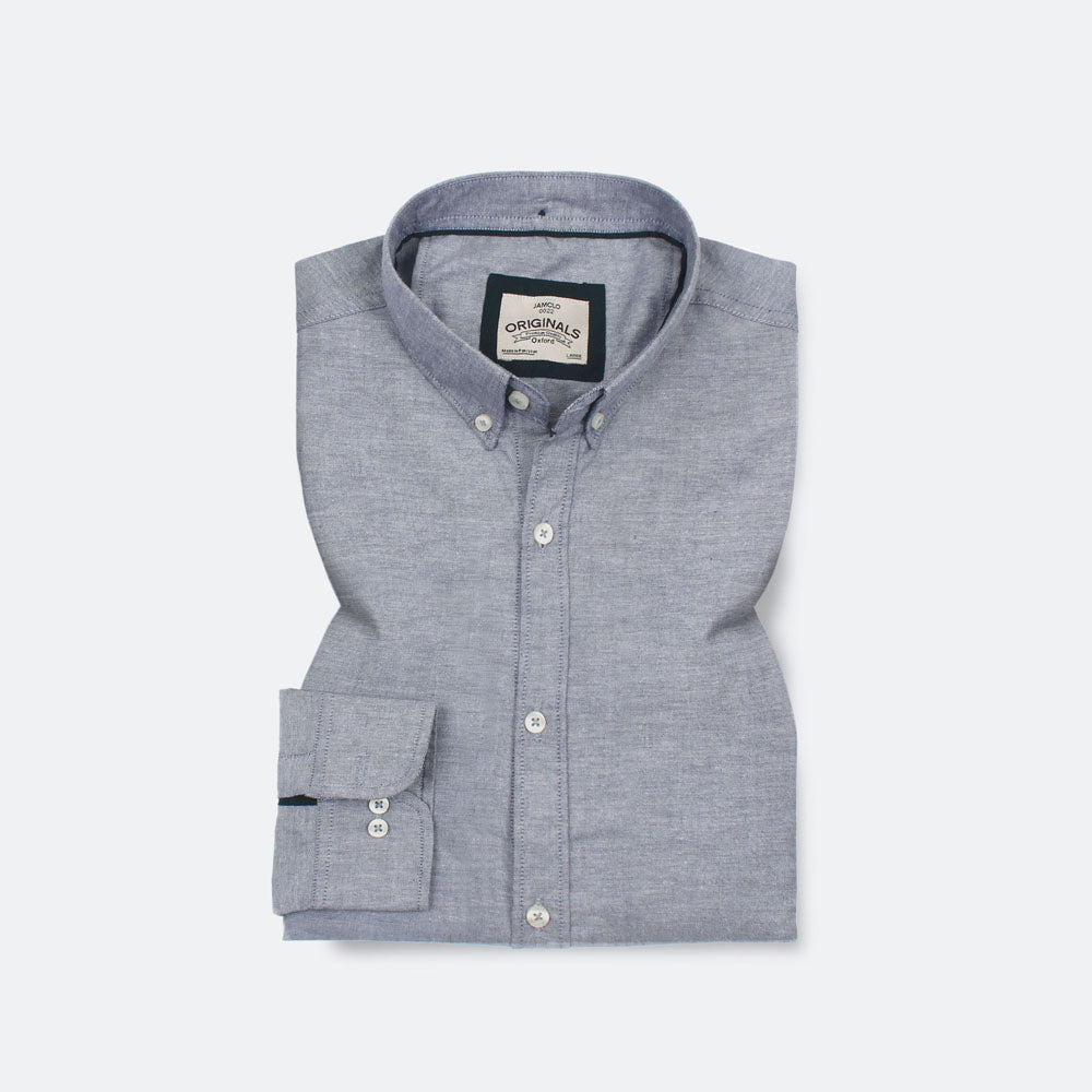 Double Tune Light Grey Oxford Shirt