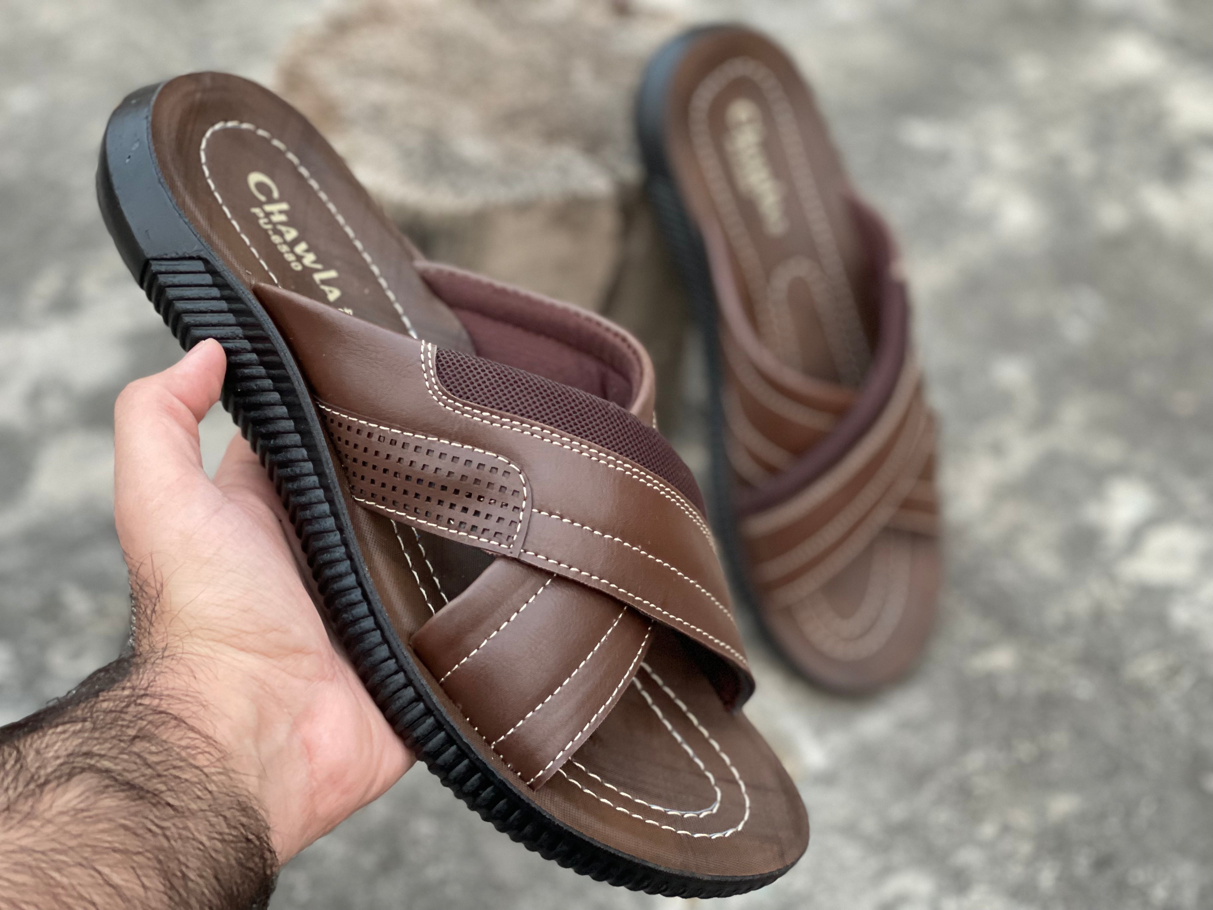 Dark Brown - Cross Runs - Softy - Chappal RN-155