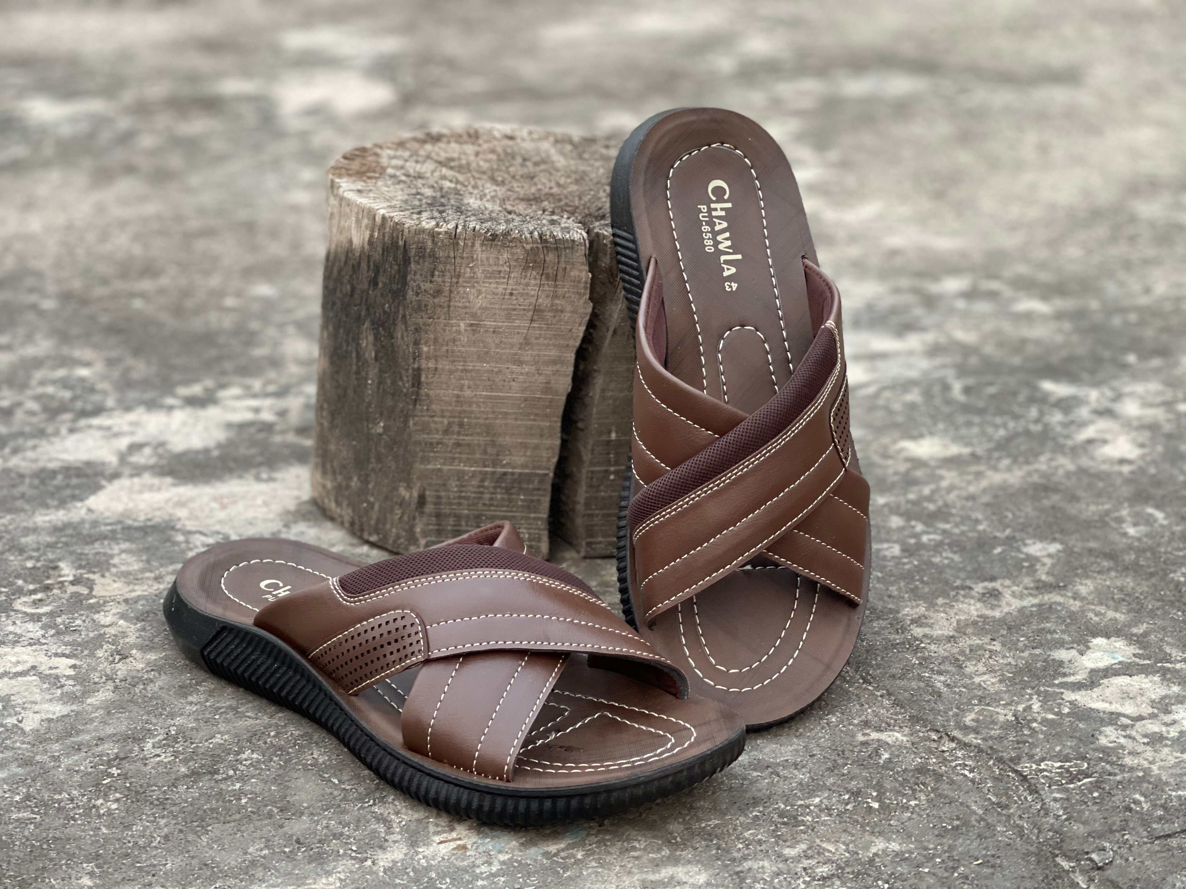 Dark Brown - Cross Runs - Softy - Chappal RN-155