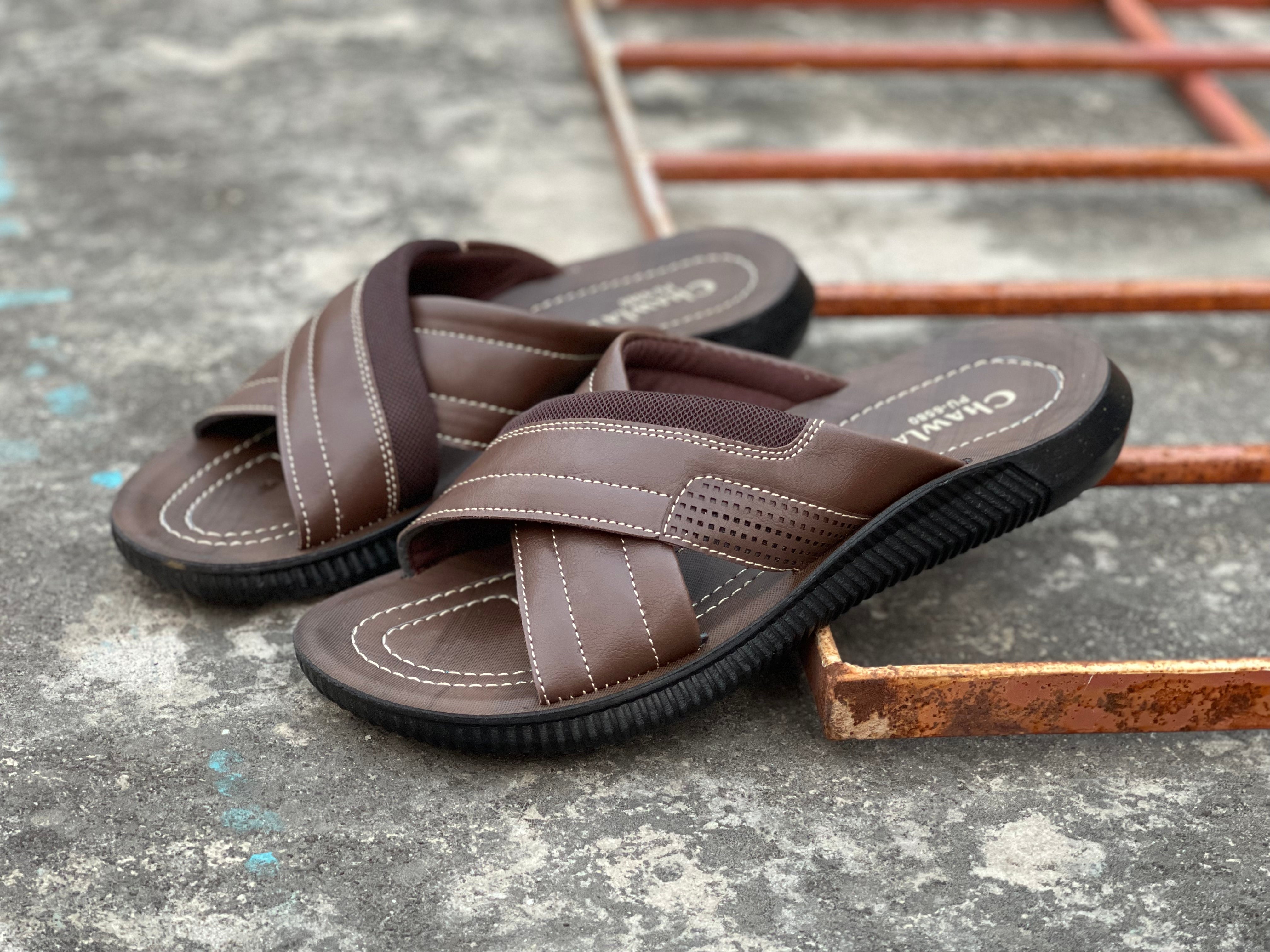 Dark Brown - Cross Runs - Softy - Chappal RN-155