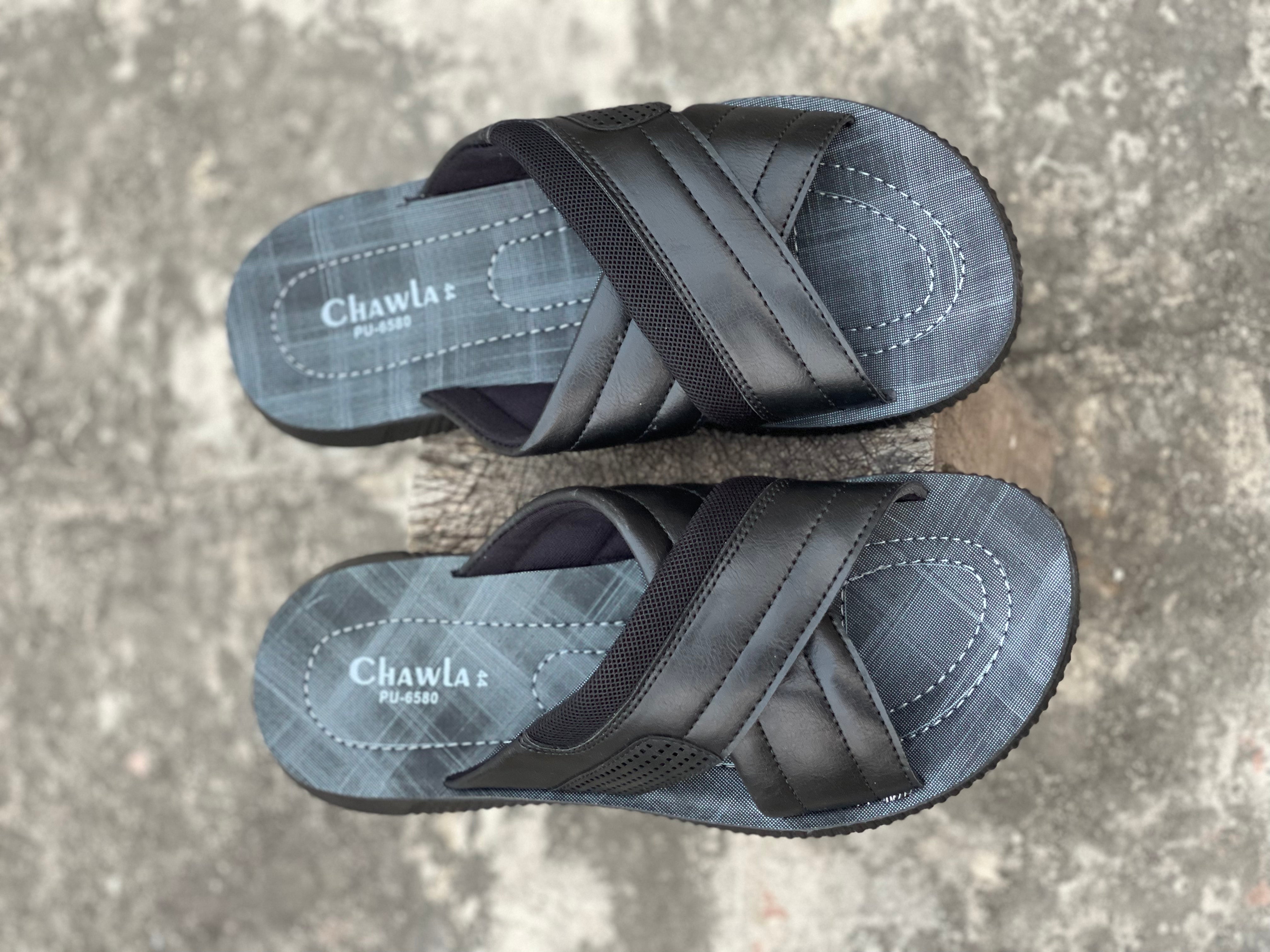 Grey Black - Cross Runs - Softy - Chappal RN-165