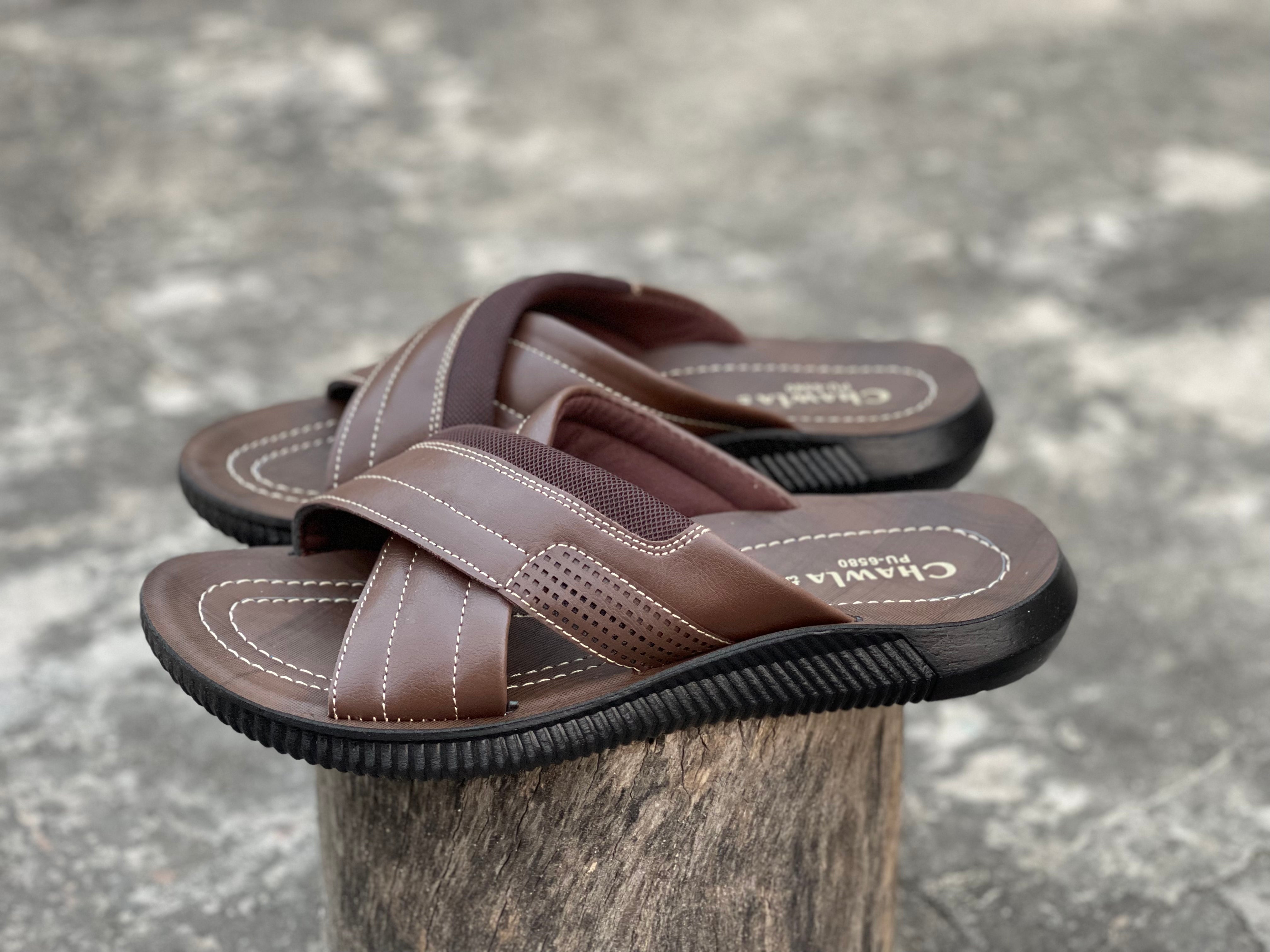 Dark Brown - Cross Runs - Softy - Chappal RN-155