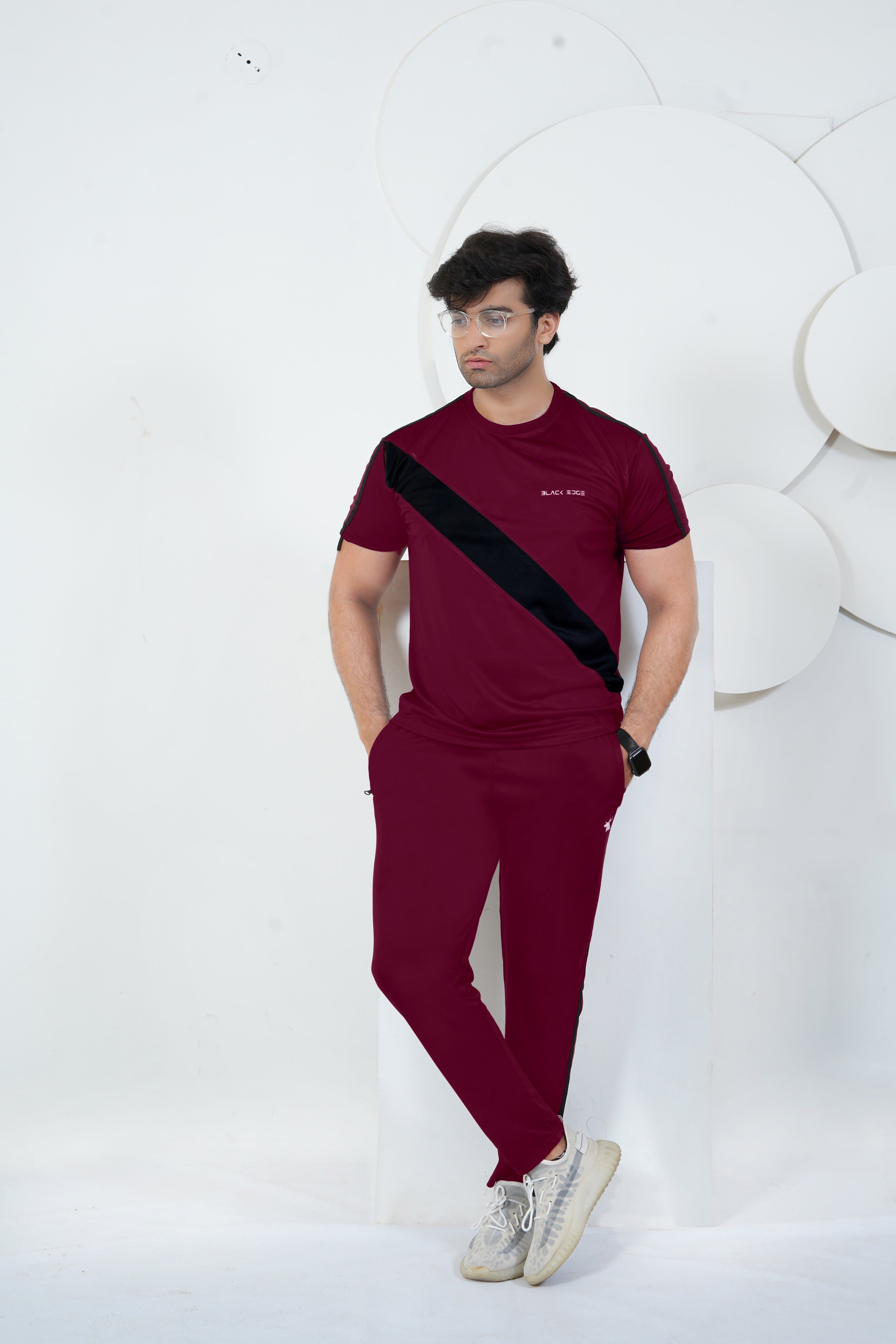 Premium Black Edge Maroon Cross Dry-fit  ( BE-M05 )