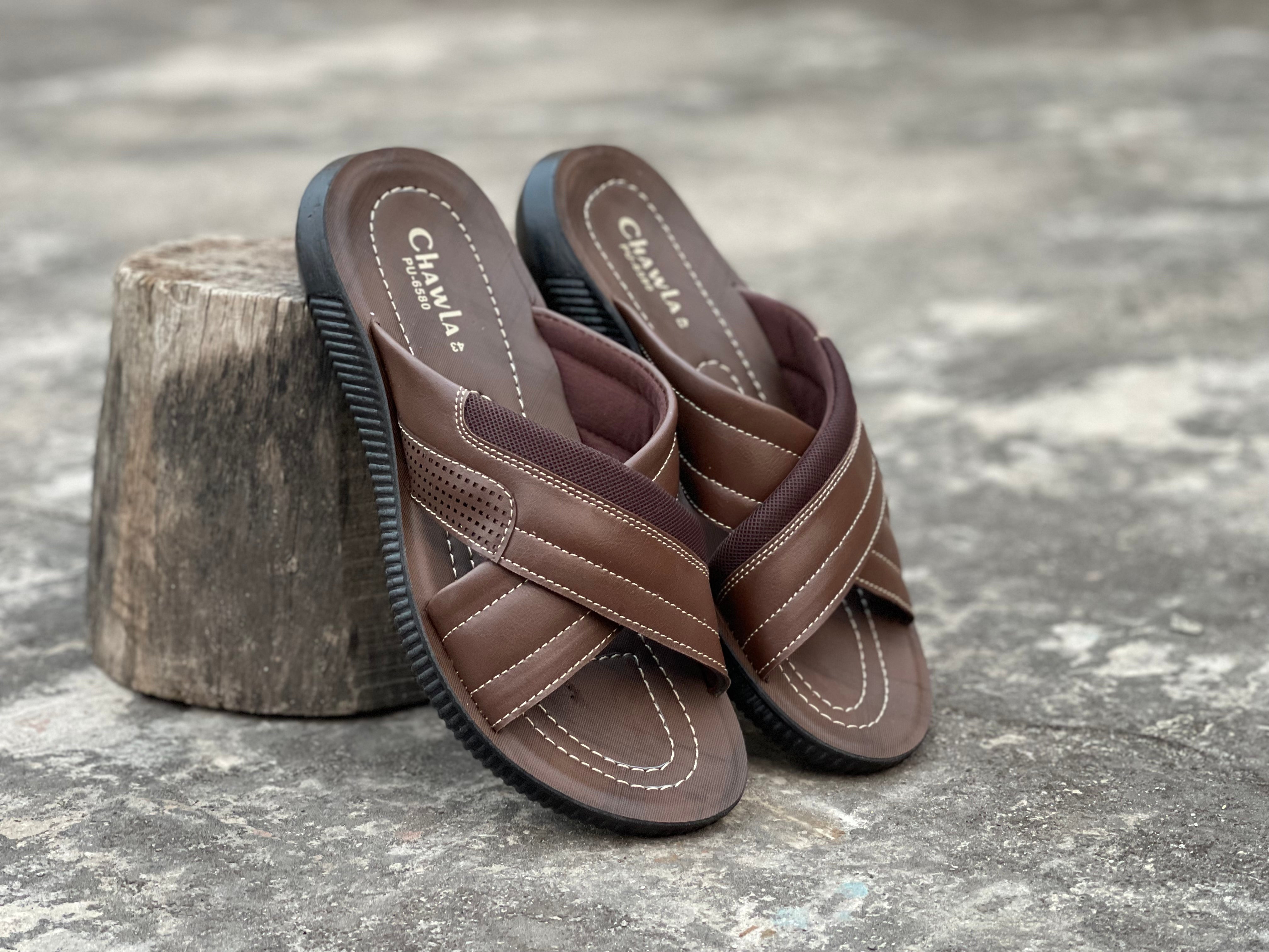 Dark Brown - Cross Runs - Softy - Chappal RN-155