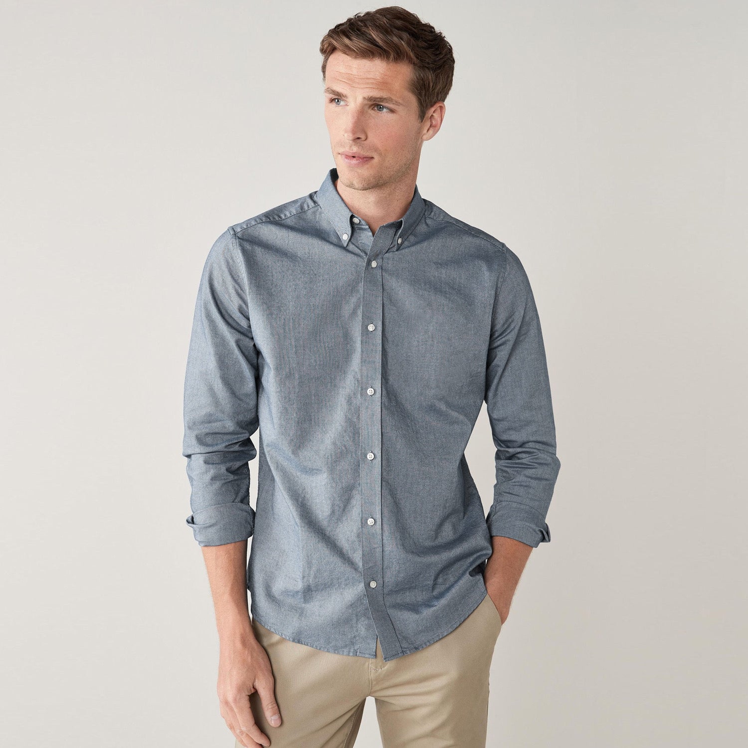 Double Tune Light Grey Oxford Shirt