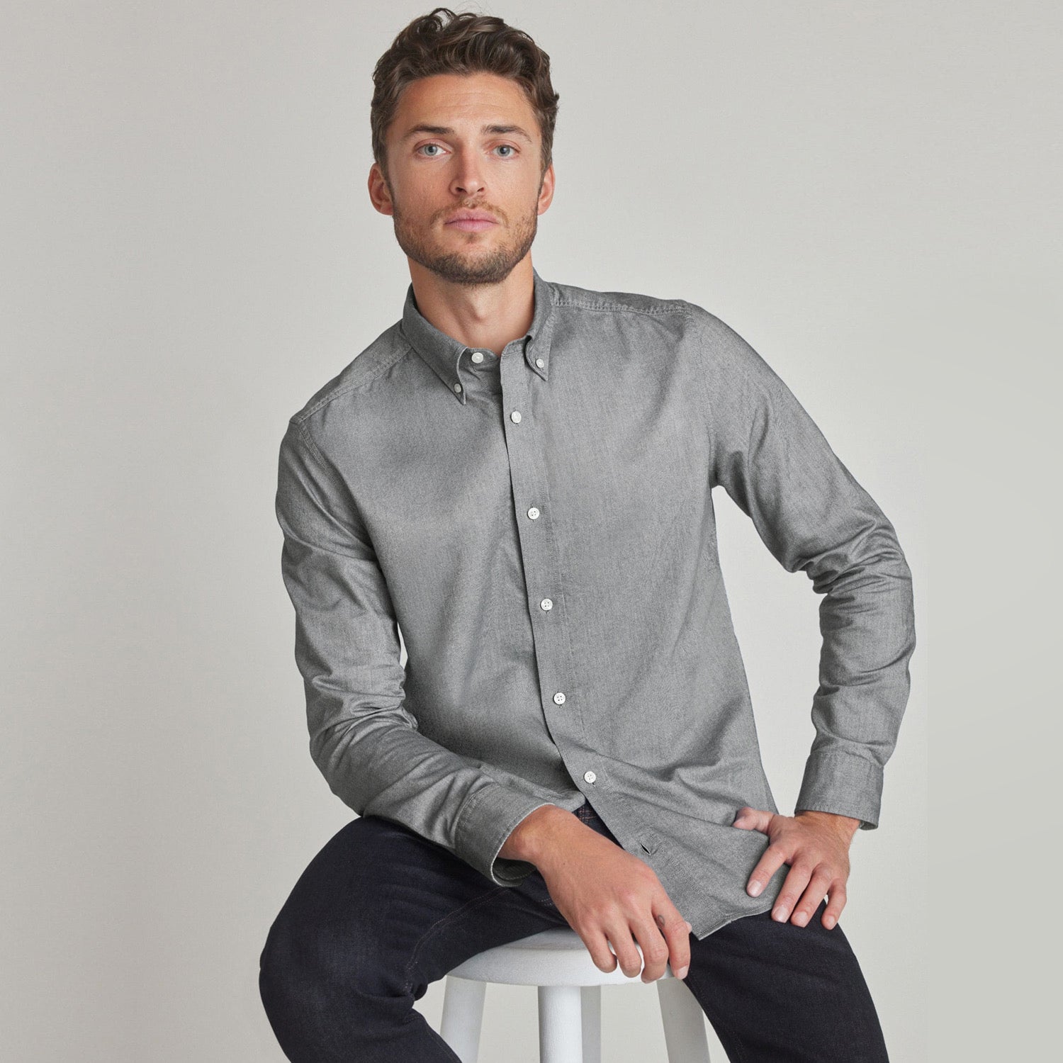 Double Tone Grey Oxford Shirt